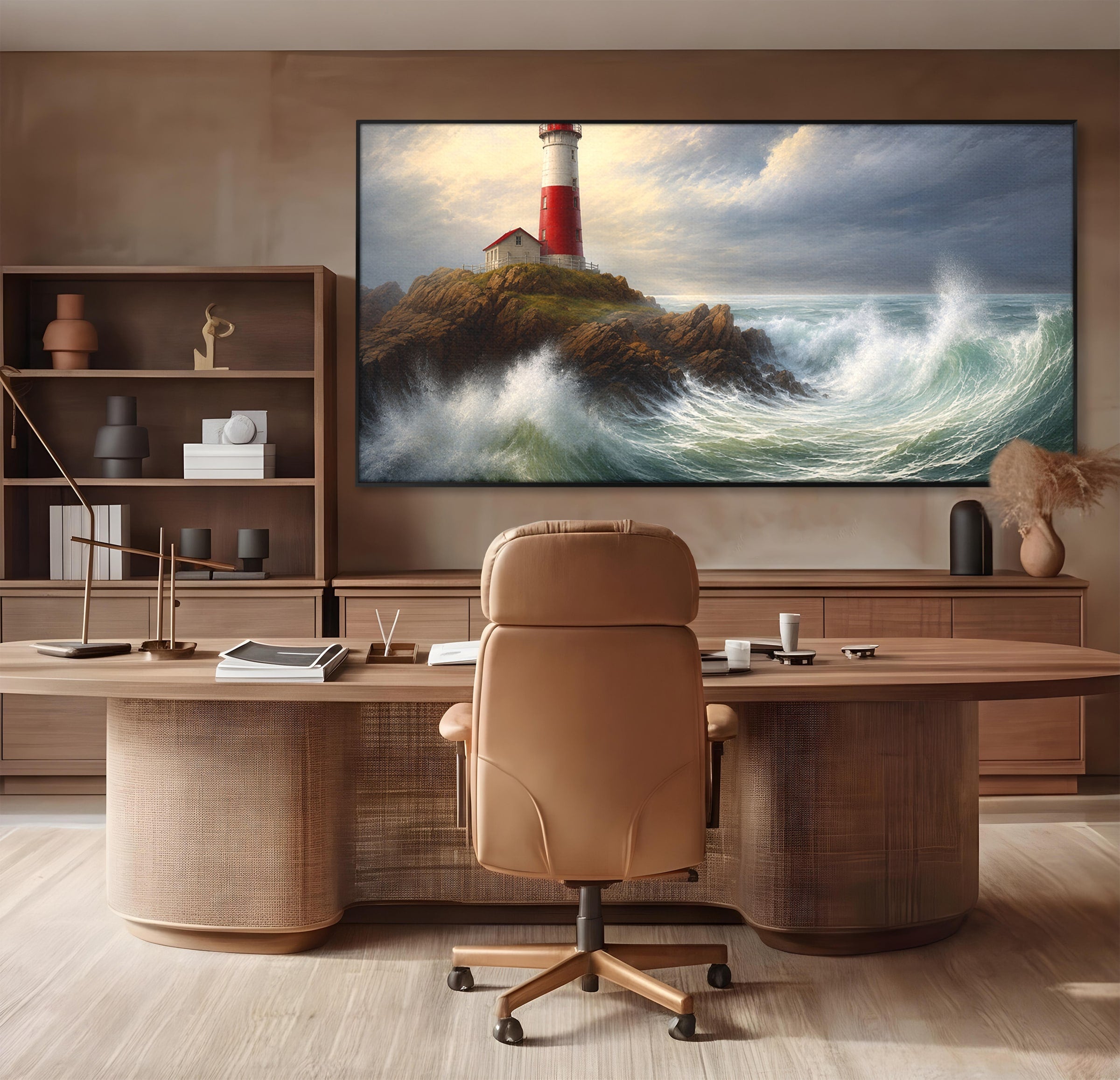 Tablou Canvas Premium LuxCanva® A1737, Farul De La Tarm, Far, Mare, Peisaj Marin, Valuri, Living, Dormitor, Culori Vibrante