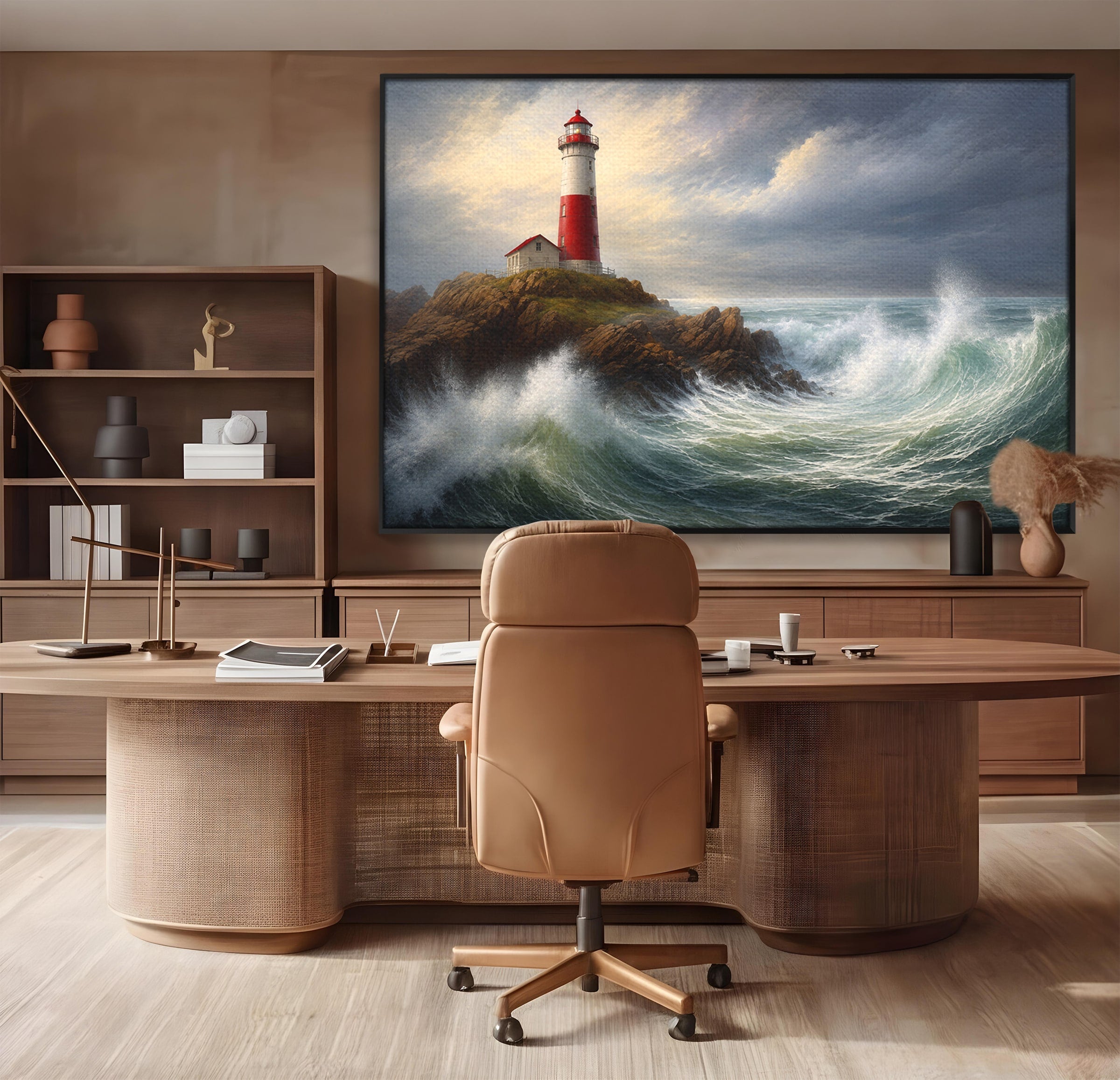 Tablou Canvas Premium LuxCanva® A1737, Farul De La Tarm, Far, Mare, Peisaj Marin, Valuri, Living, Dormitor, Culori Vibrante