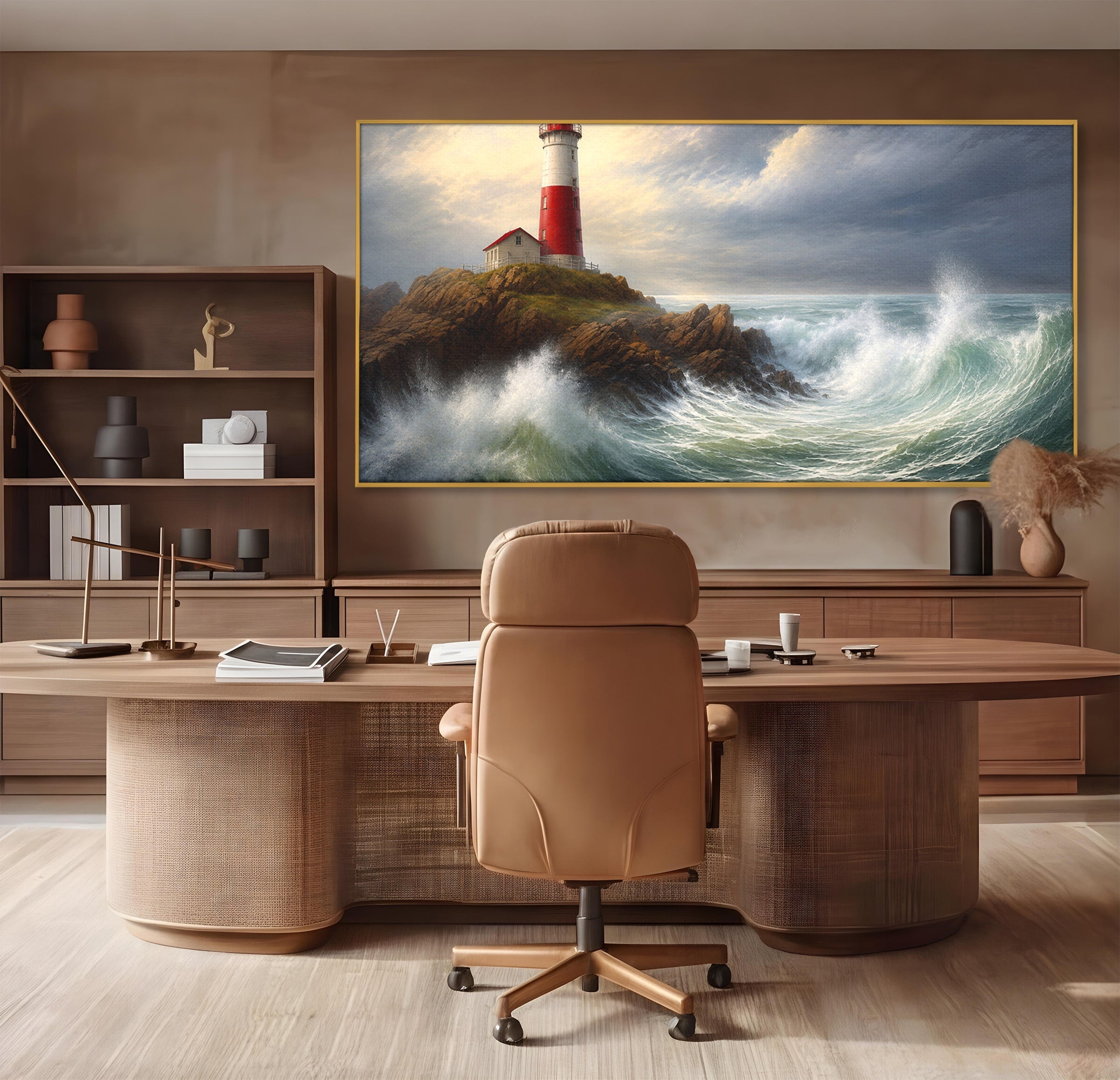 Tablou Canvas Premium LuxCanva® A1737, Farul De La Tarm, Far, Mare, Peisaj Marin, Valuri, Living, Dormitor, Culori Vibrante