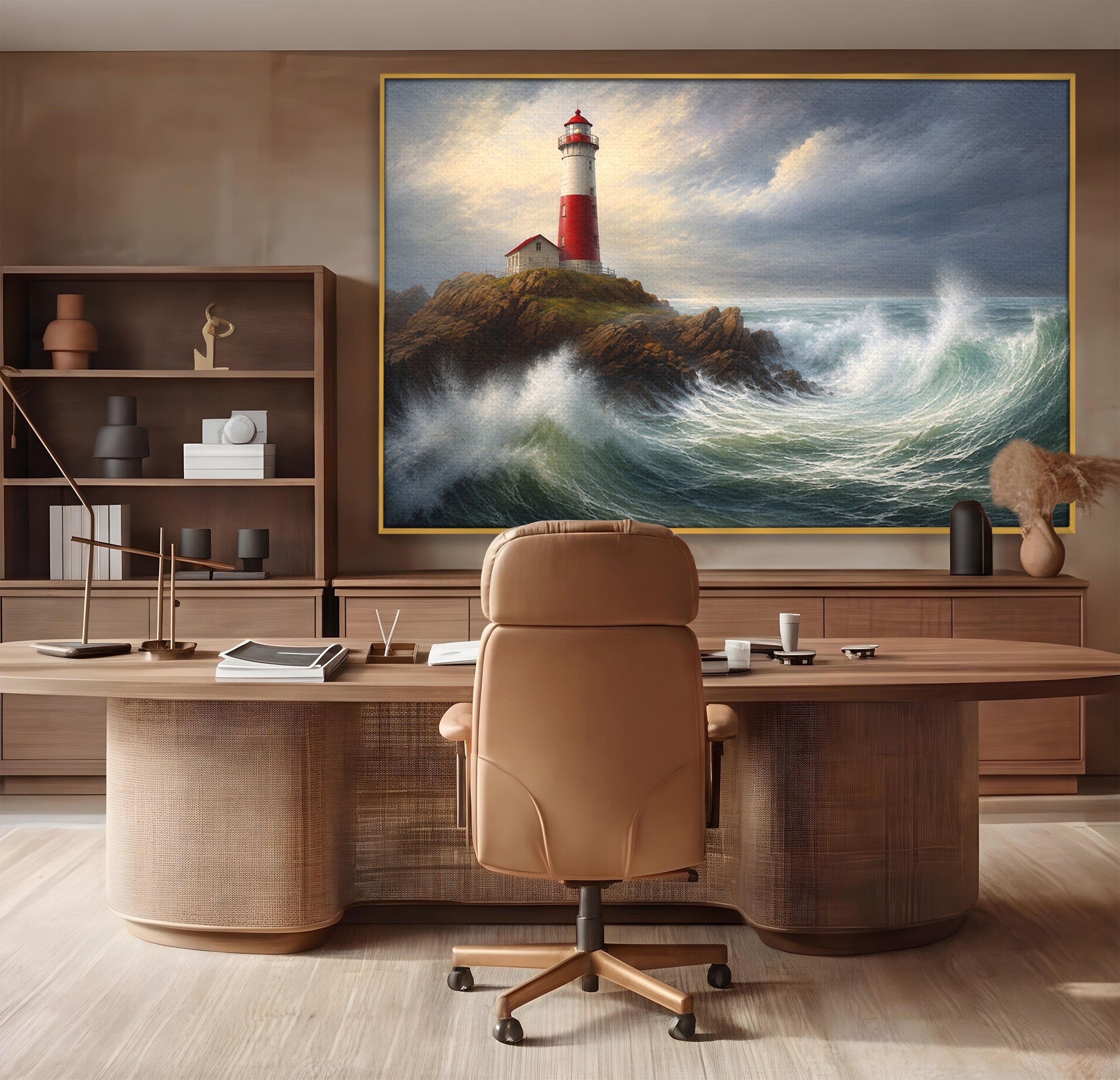 Tablou Canvas Premium LuxCanva® A1737, Farul De La Tarm, Far, Mare, Peisaj Marin, Valuri, Living, Dormitor, Culori Vibrante
