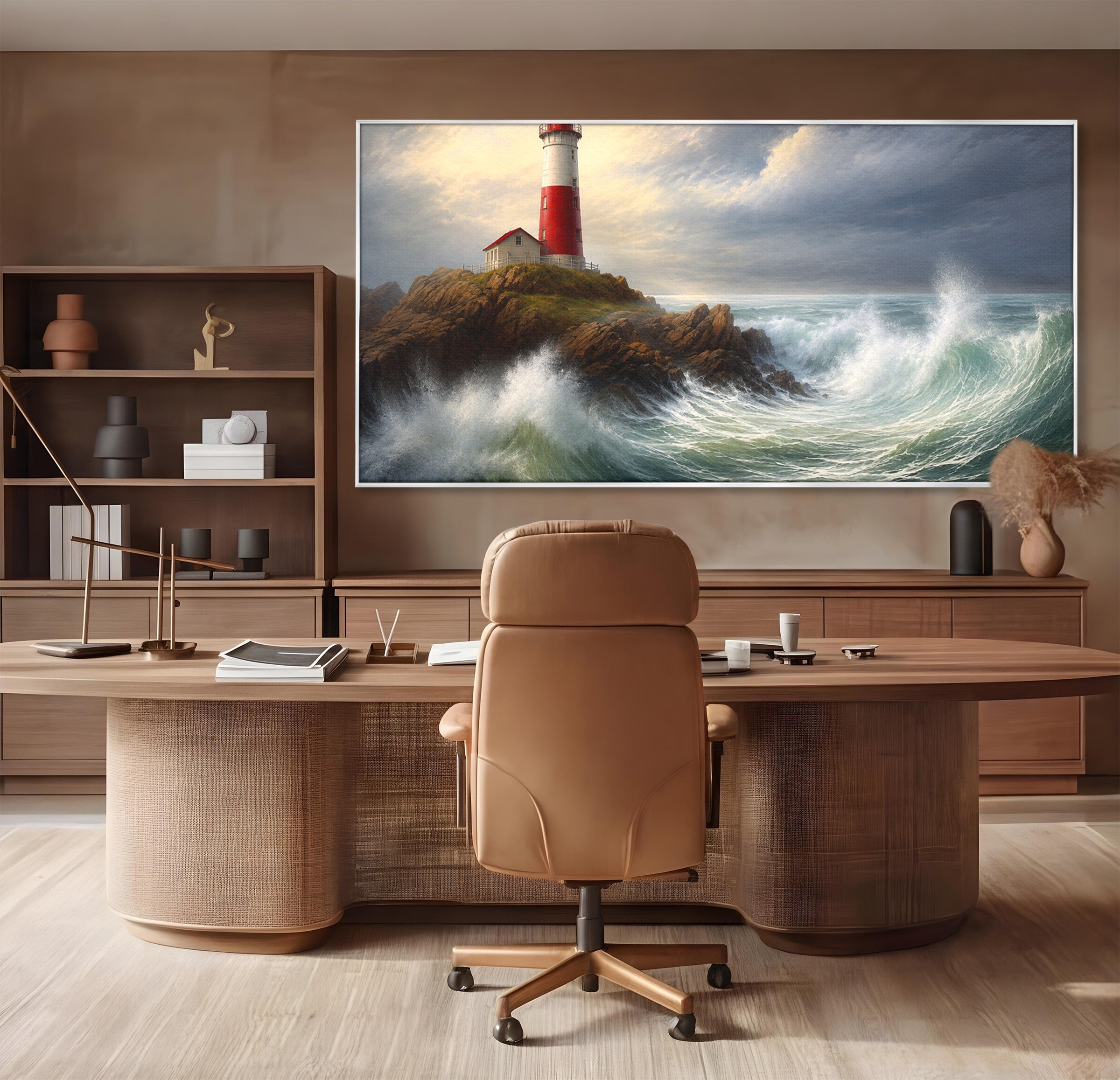 Tablou Canvas Premium LuxCanva® A1737, Farul De La Tarm, Far, Mare, Peisaj Marin, Valuri, Living, Dormitor, Culori Vibrante
