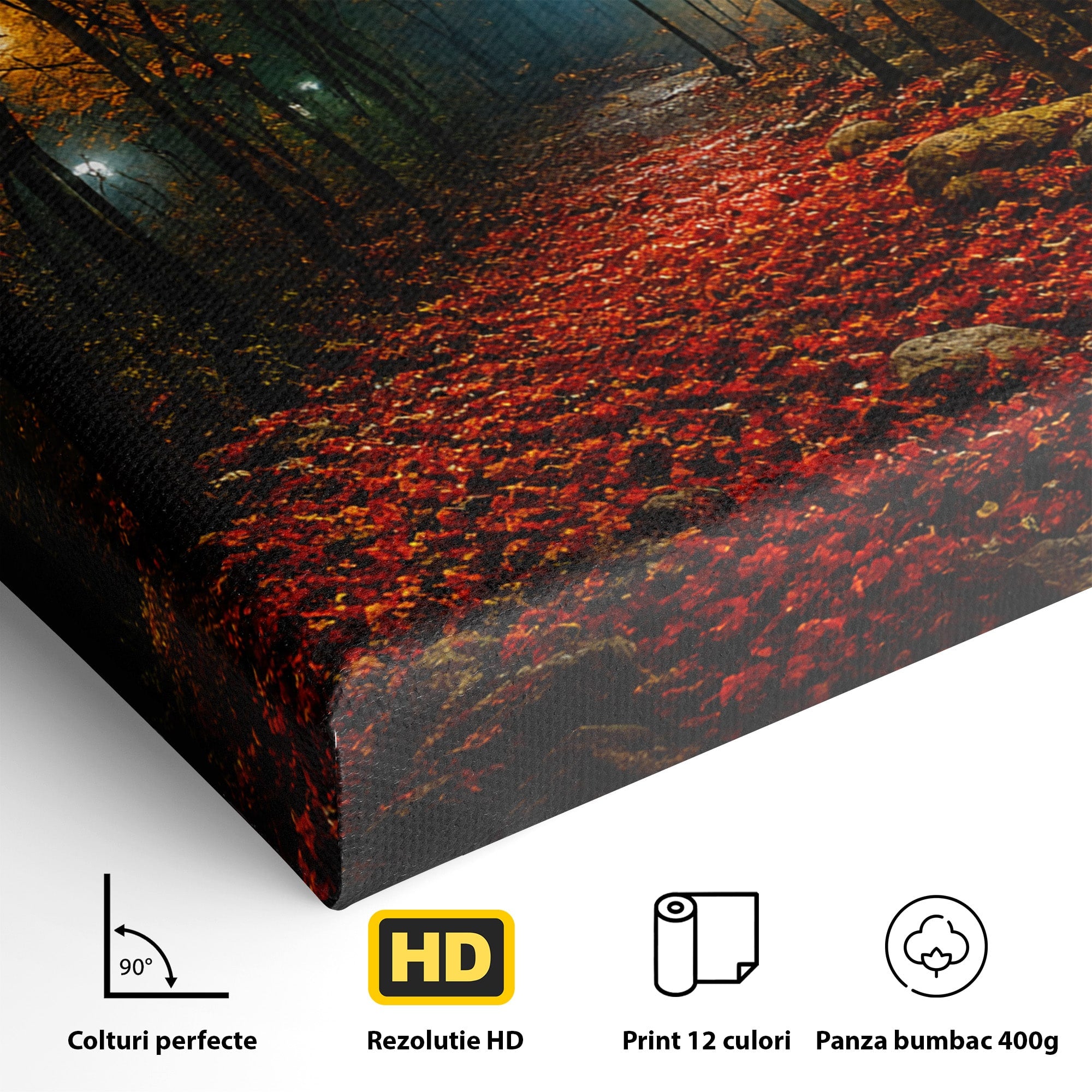 Tablou Canvas Premium LuxCanva® A1738, Aleea Fermecata, Padure, Toamna, Noapte, Mister, Living, Culori Vibrante