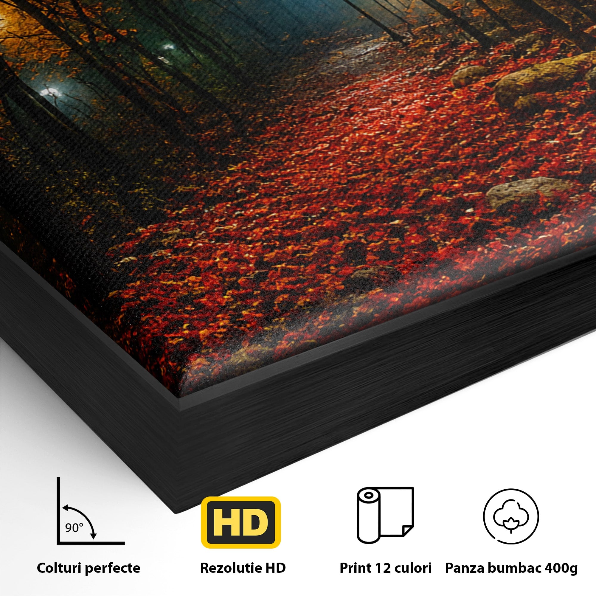 Tablou Canvas Premium LuxCanva® A1738, Aleea Fermecata, Padure, Toamna, Noapte, Mister, Living, Culori Vibrante