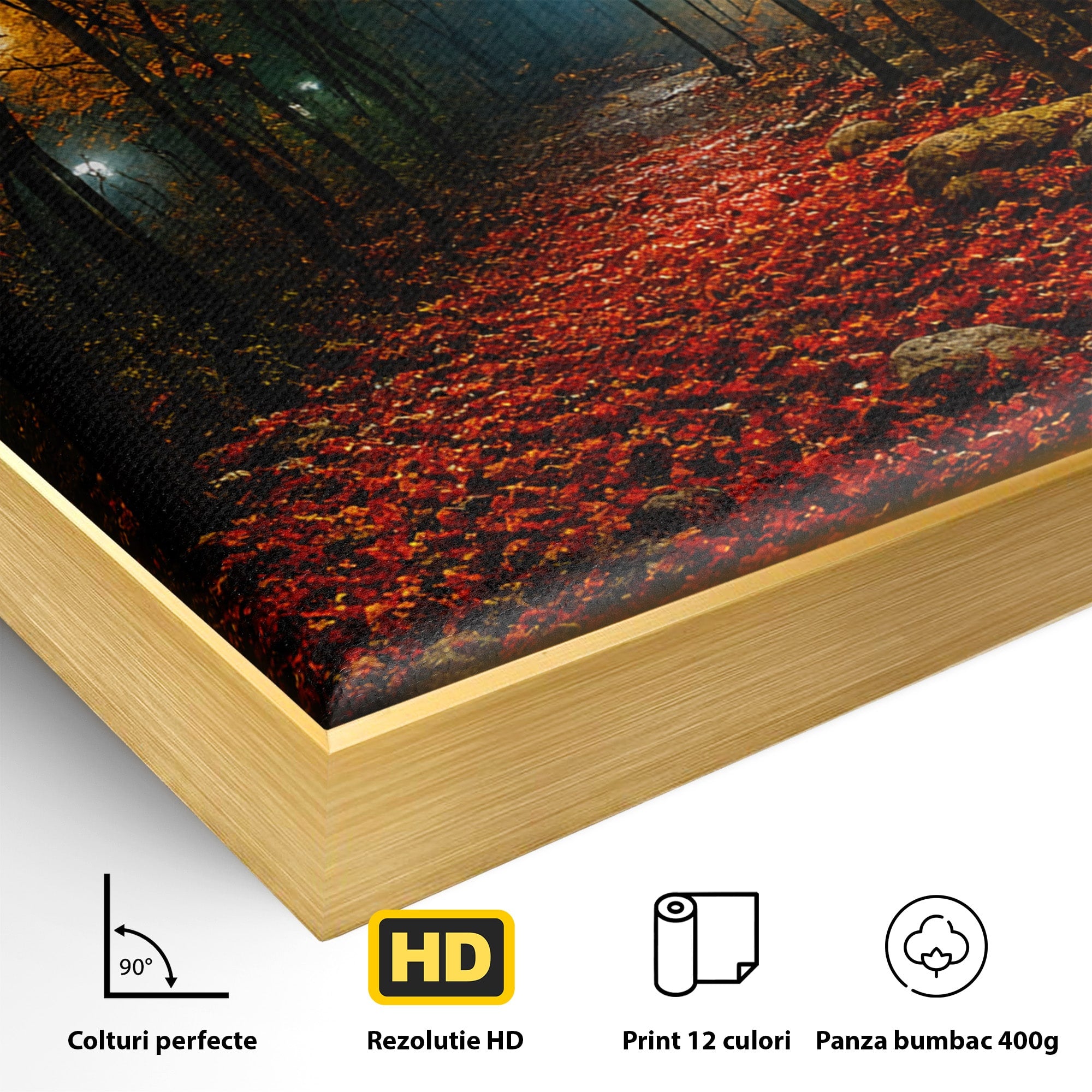Tablou Canvas Premium LuxCanva® A1738, Aleea Fermecata, Padure, Toamna, Noapte, Mister, Living, Culori Vibrante