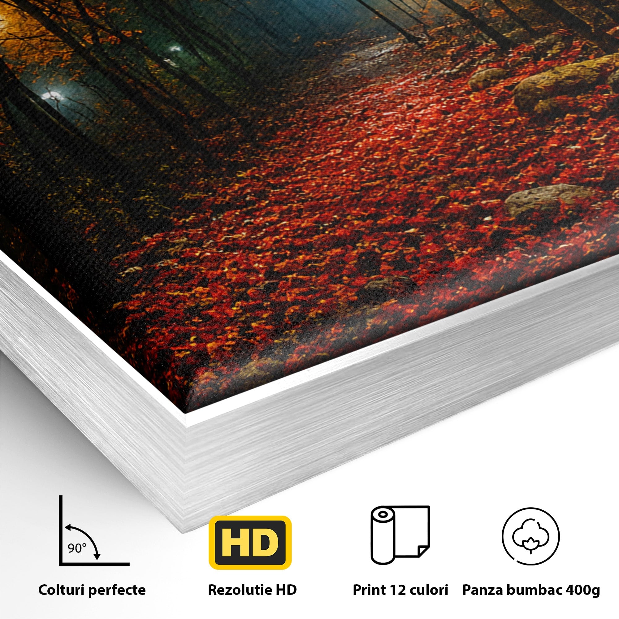 Tablou Canvas Premium LuxCanva® A1738, Aleea Fermecata, Padure, Toamna, Noapte, Mister, Living, Culori Vibrante