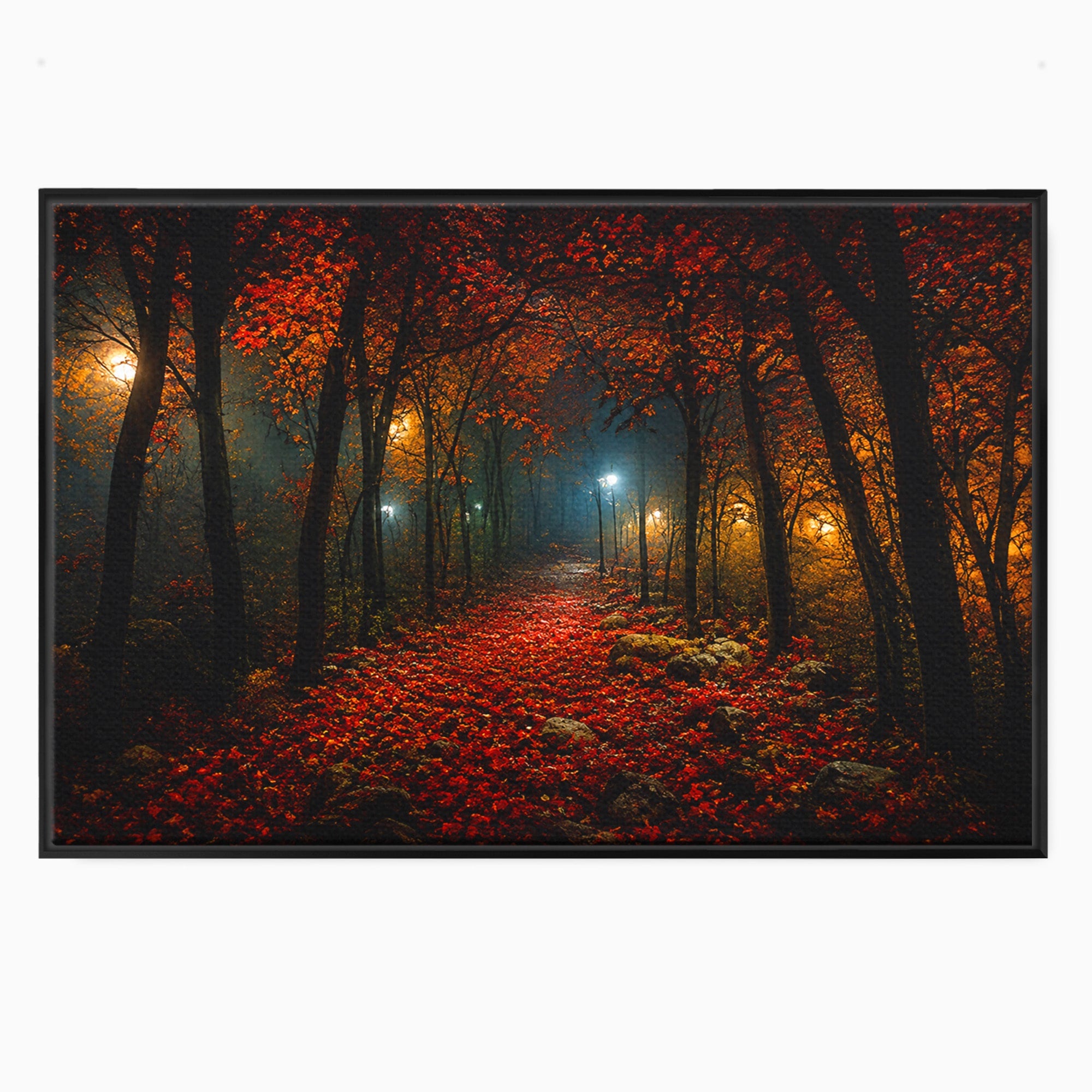 Tablou Canvas Premium LuxCanva® A1738, Aleea Fermecata, Padure, Toamna, Noapte, Mister, Living, Culori Vibrante