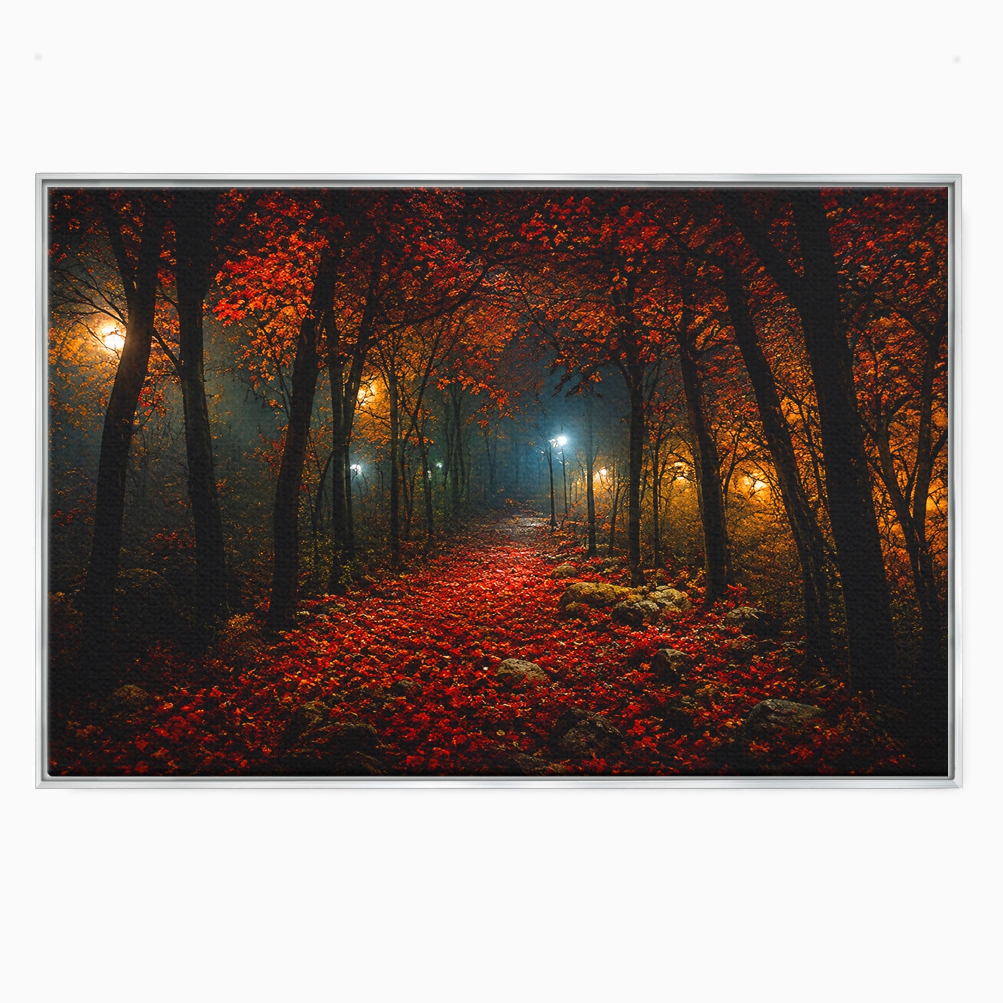 Tablou Canvas Premium LuxCanva® A1738, Aleea Fermecata, Padure, Toamna, Noapte, Mister, Living, Culori Vibrante