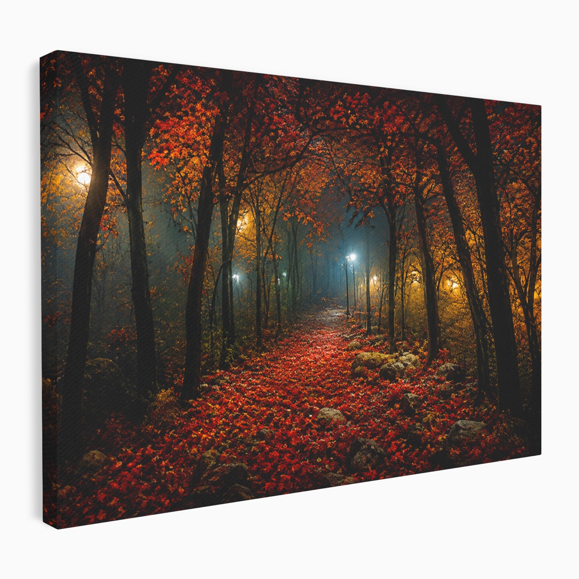 Tablou Canvas Premium LuxCanva® A1738, Aleea Fermecata, Padure, Toamna, Noapte, Mister, Living, Culori Vibrante