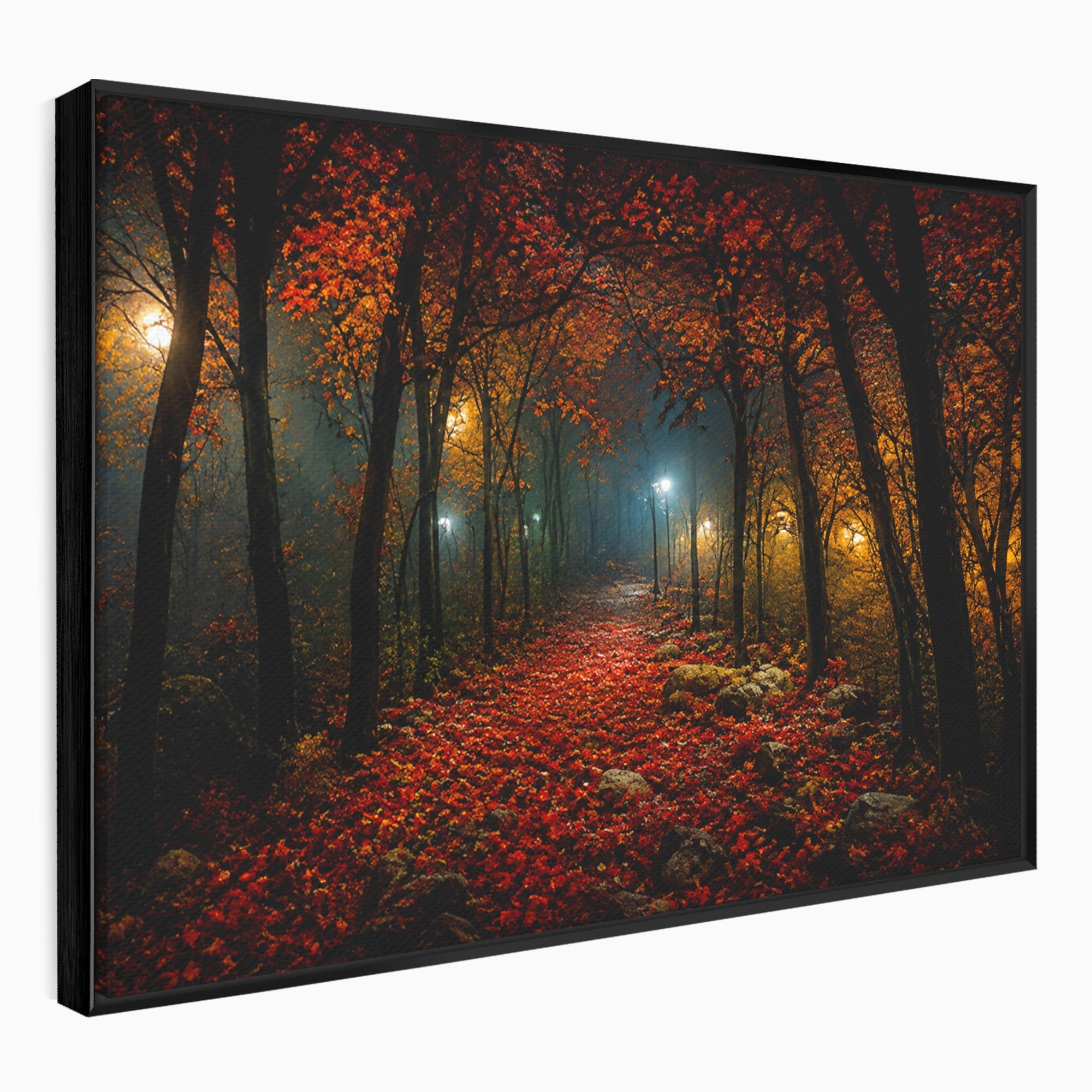 Tablou Canvas Premium LuxCanva® A1738, Aleea Fermecata, Padure, Toamna, Noapte, Mister, Living, Culori Vibrante