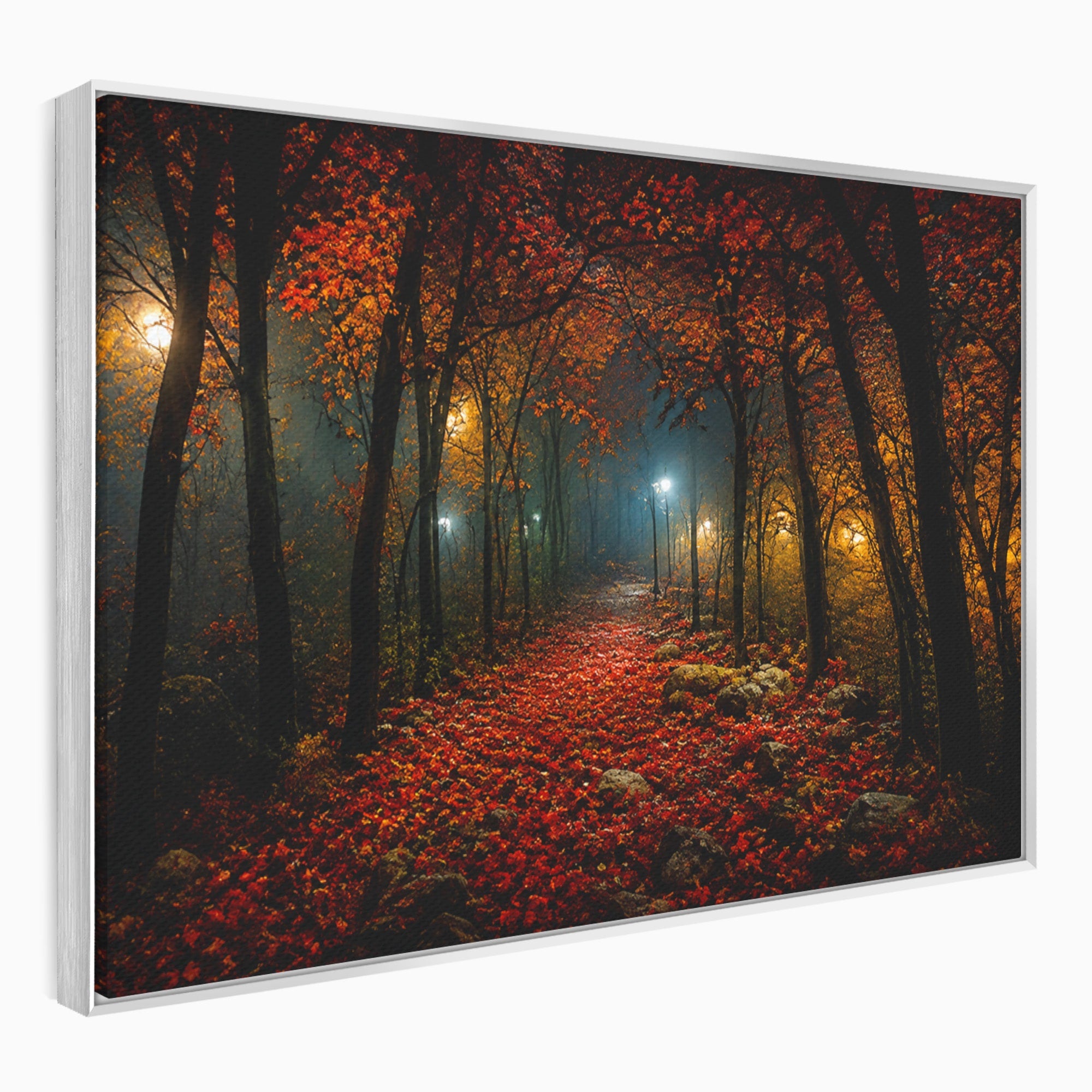 Tablou Canvas Premium LuxCanva® A1738, Aleea Fermecata, Padure, Toamna, Noapte, Mister, Living, Culori Vibrante