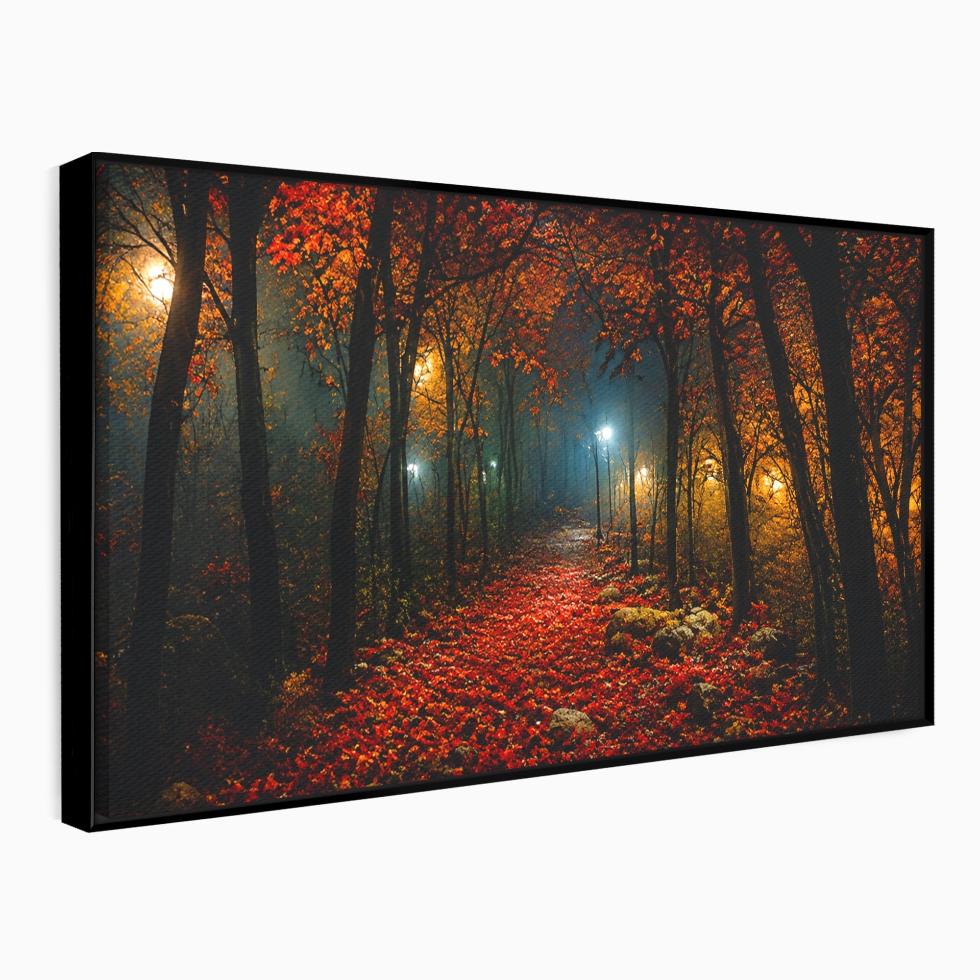 Tablou Canvas Premium LuxCanva® A1738, Aleea Fermecata, Padure, Toamna, Noapte, Mister, Living, Culori Vibrante
