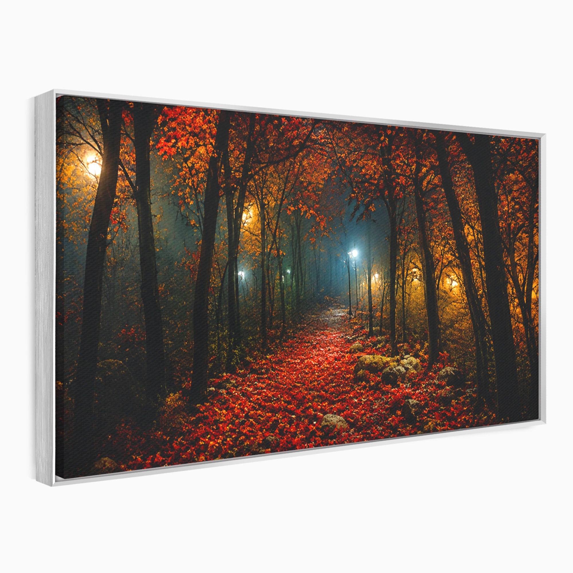 Tablou Canvas Premium LuxCanva® A1738, Aleea Fermecata, Padure, Toamna, Noapte, Mister, Living, Culori Vibrante