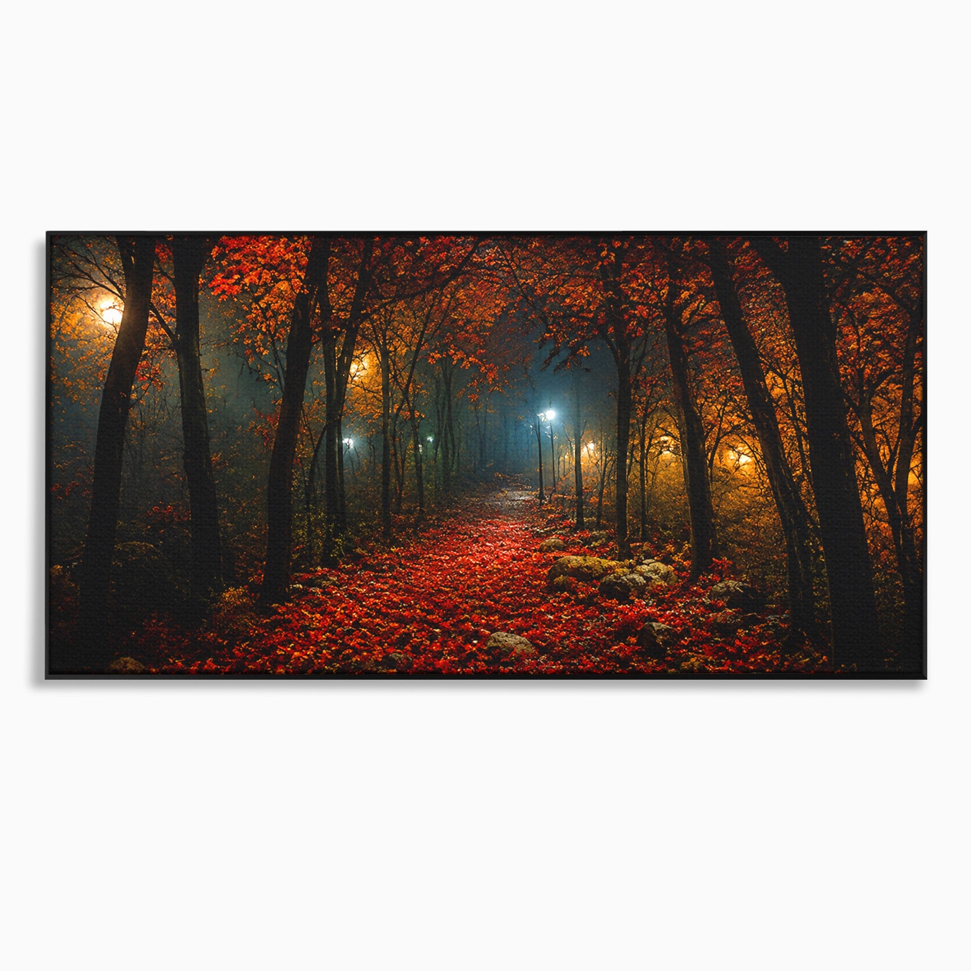 Tablou Canvas Premium LuxCanva® A1738, Aleea Fermecata, Padure, Toamna, Noapte, Mister, Living, Culori Vibrante