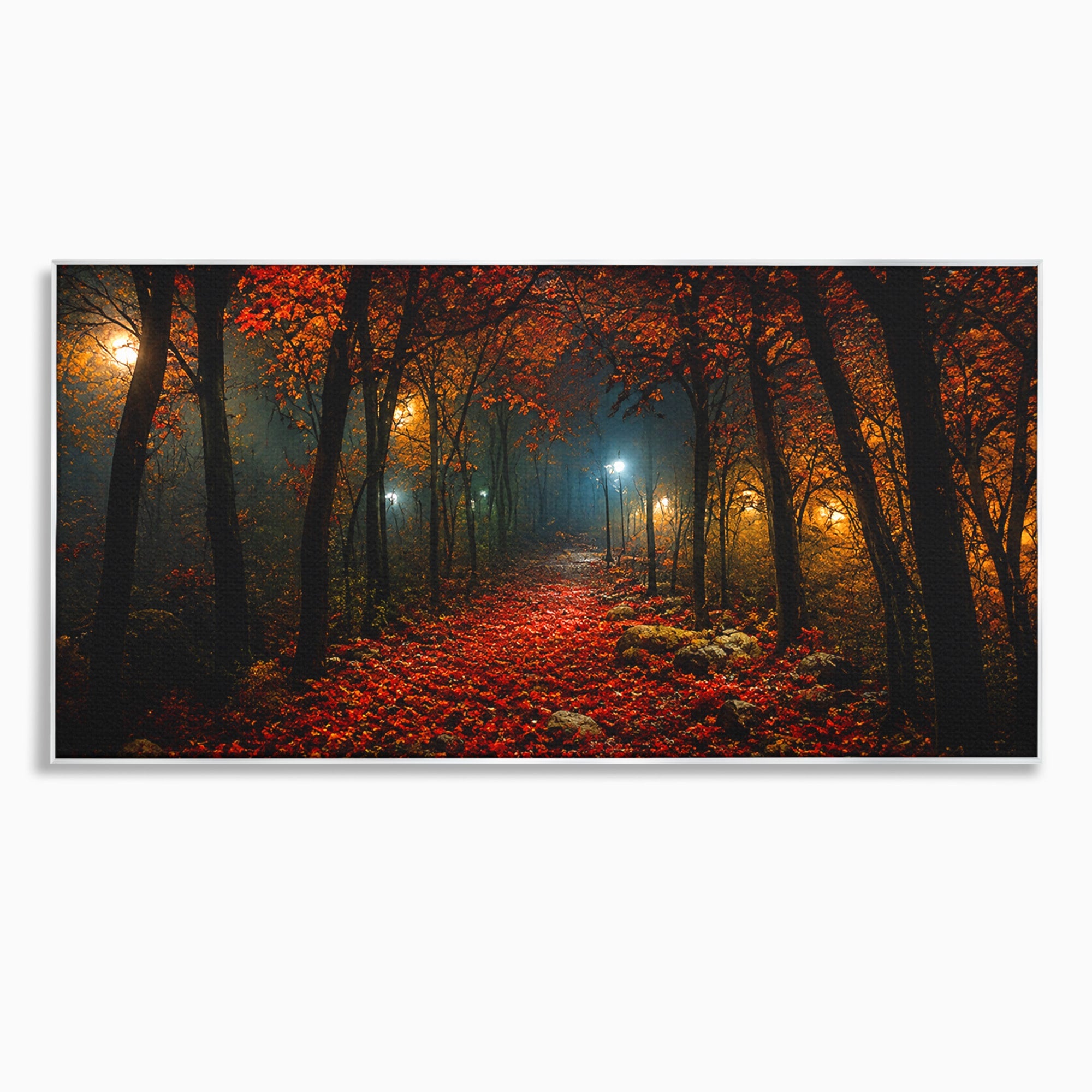 Tablou Canvas Premium LuxCanva® A1738, Aleea Fermecata, Padure, Toamna, Noapte, Mister, Living, Culori Vibrante