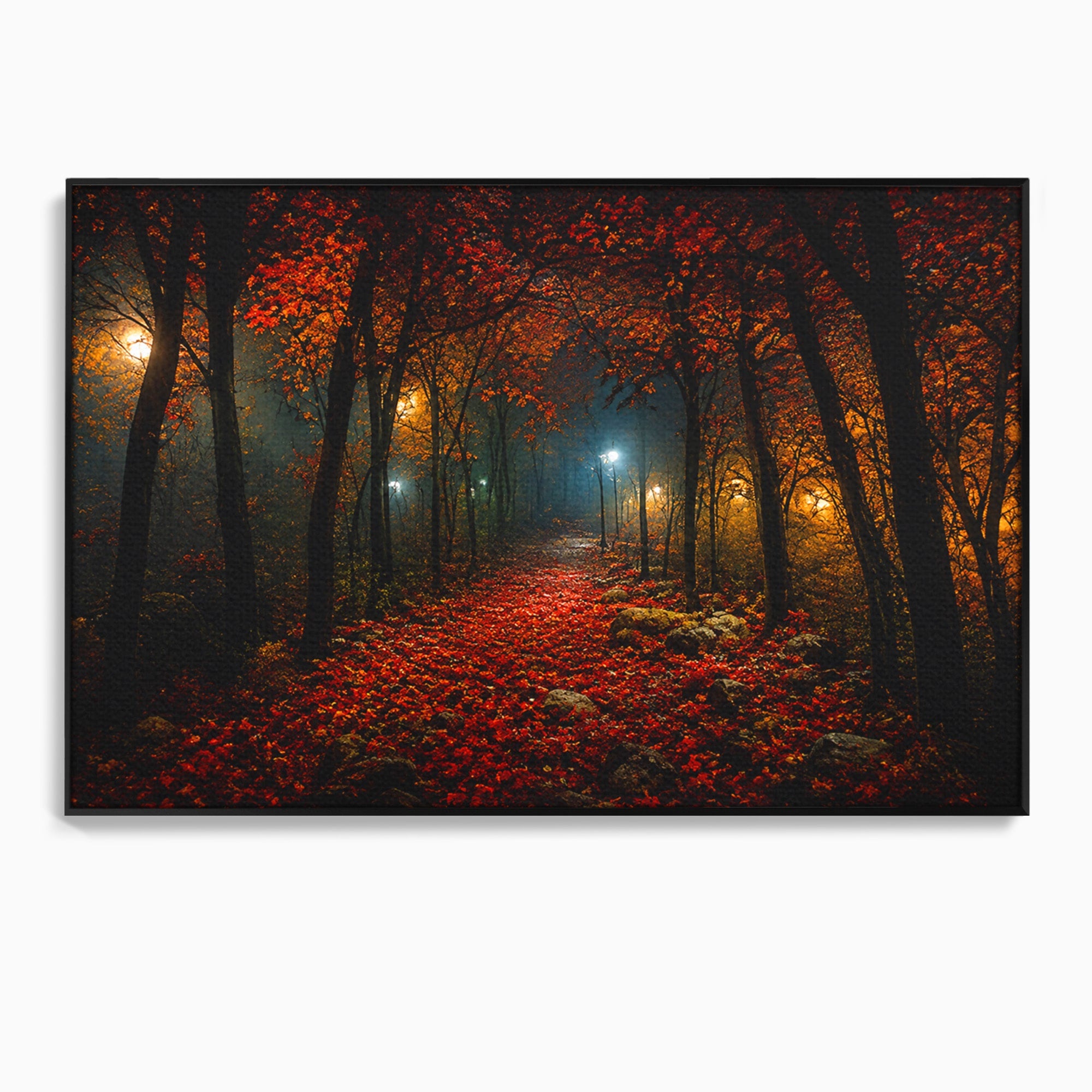 Tablou Canvas Premium LuxCanva® A1738, Aleea Fermecata, Padure, Toamna, Noapte, Mister, Living, Culori Vibrante