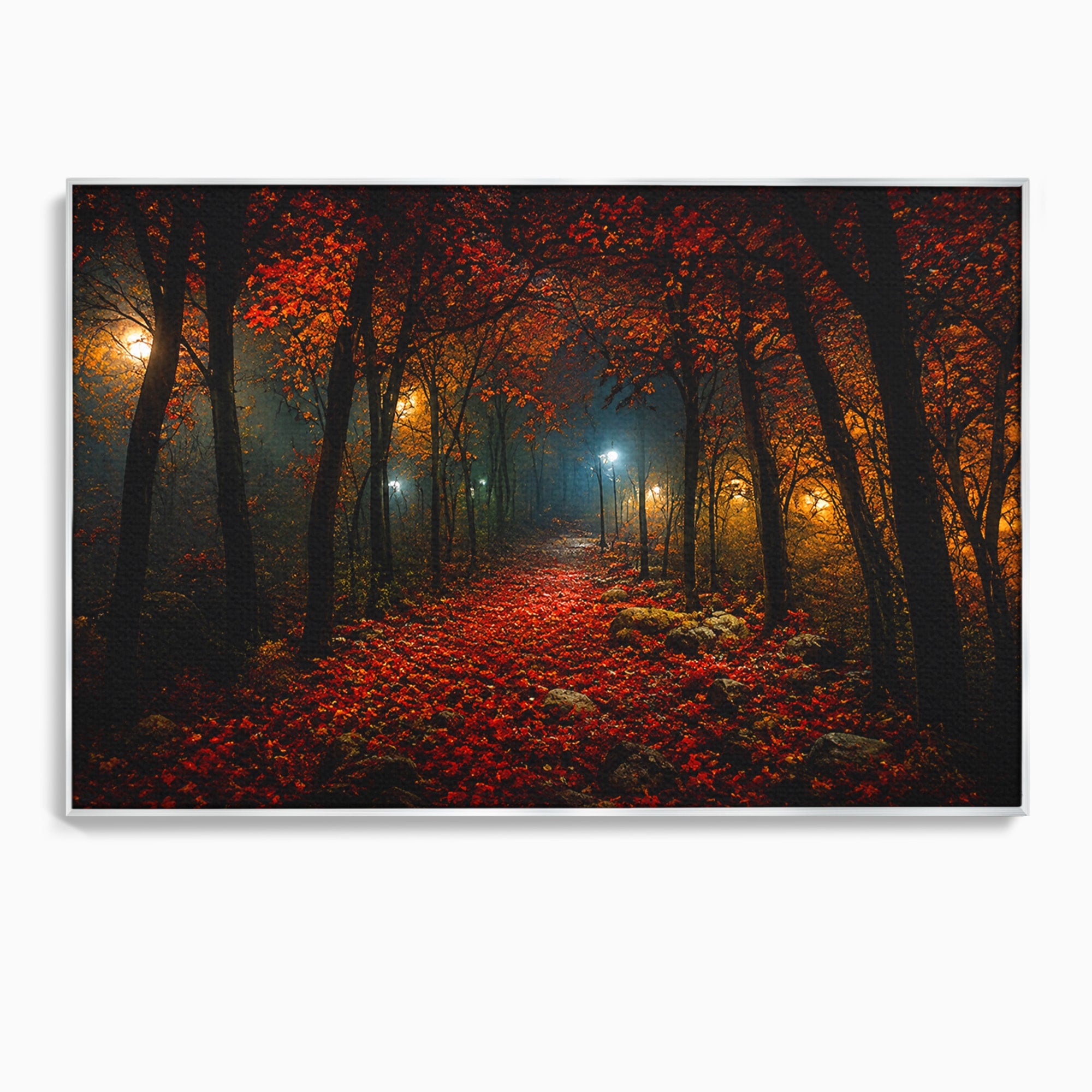 Tablou Canvas Premium LuxCanva® A1738, Aleea Fermecata, Padure, Toamna, Noapte, Mister, Living, Culori Vibrante