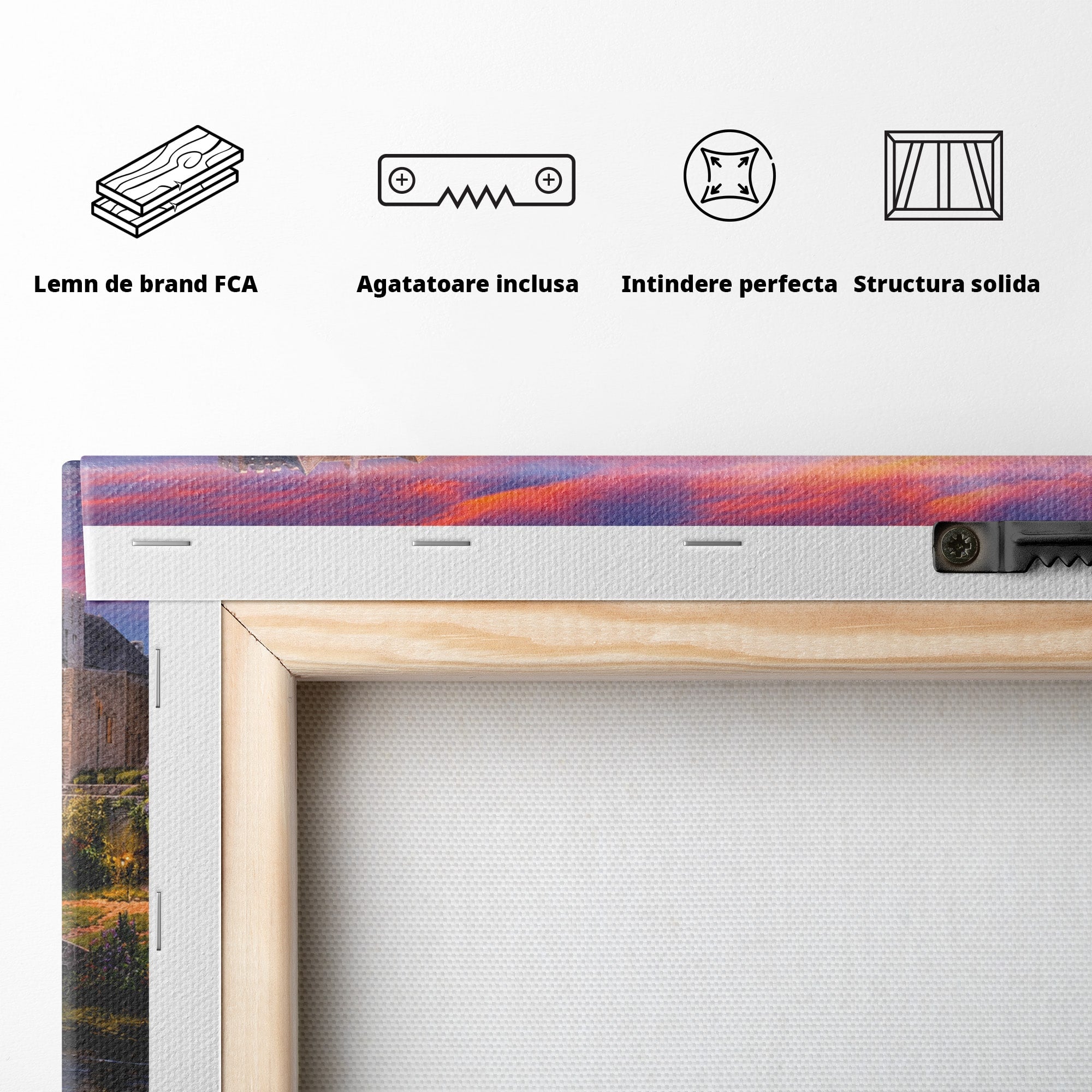 Tablou Canvas Premium LuxCanva® A1741, Peisaj Feeric de Primavara, Peisaj, Primavara, Natura, Apus, Gradina, Rau, Living, Dormitor, Culori Vibrante