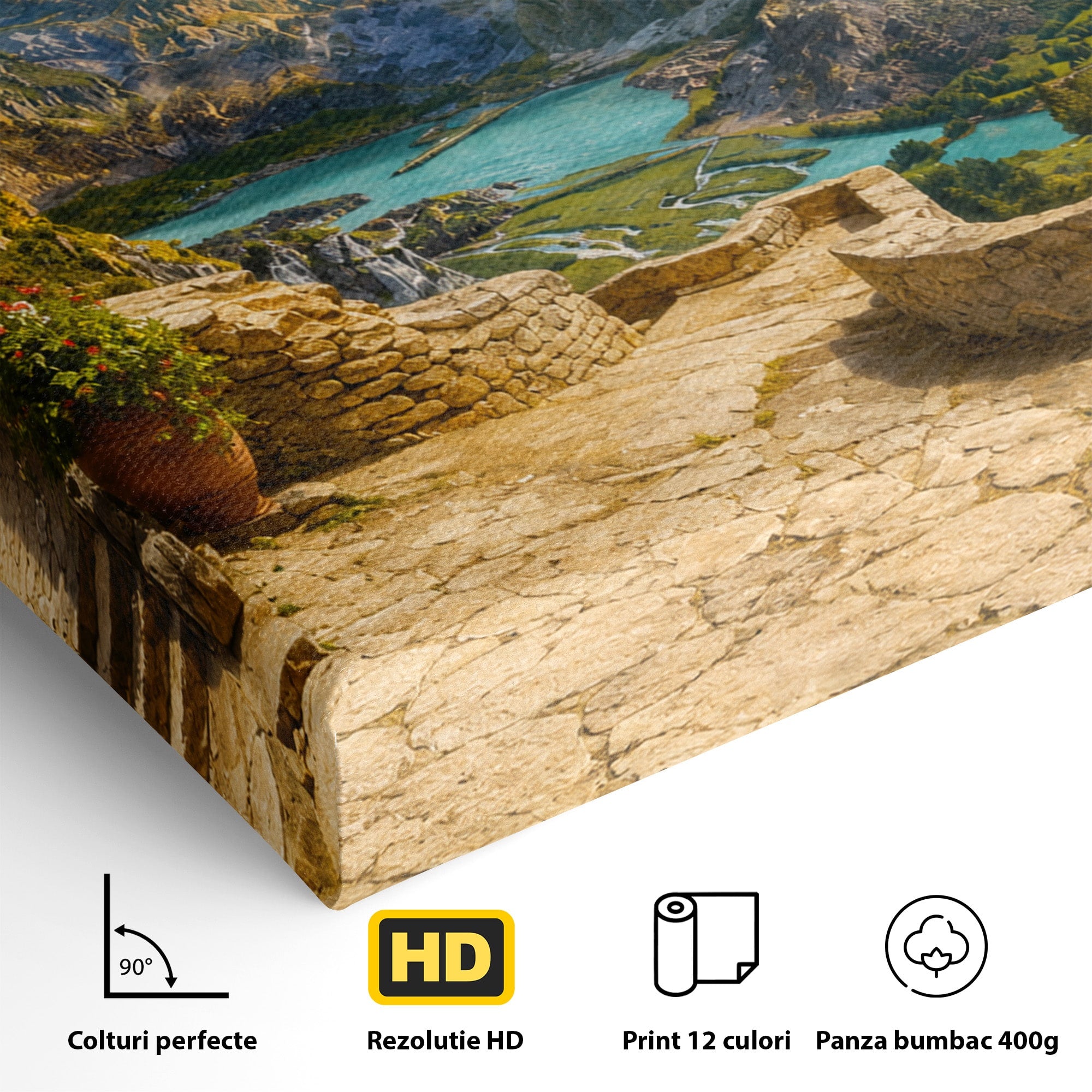 Tablou Canvas Premium LuxCanva® A1742, Peisaj Montan Idilic, Peisaj, Munti, Natura, Vara, Exterior, Living, Culori Vibrante