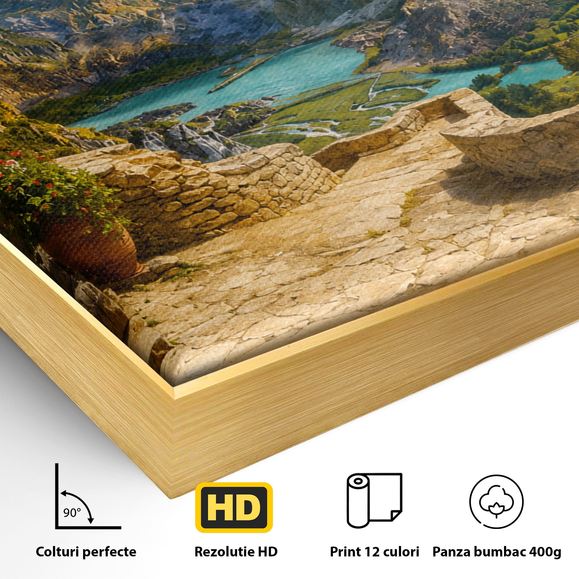 Tablou Canvas Premium LuxCanva® A1742, Peisaj Montan Idilic, Peisaj, Munti, Natura, Vara, Exterior, Living, Culori Vibrante