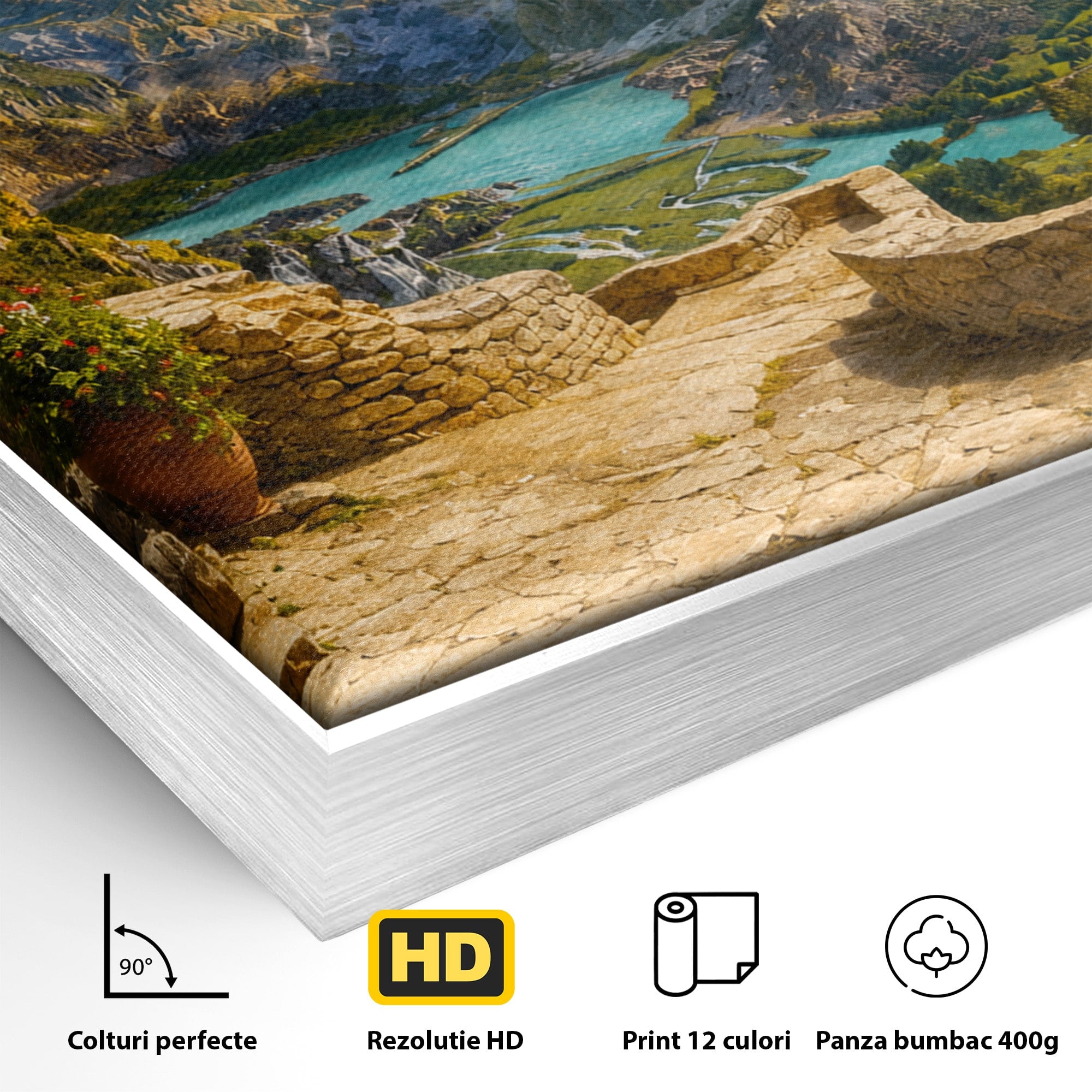 Tablou Canvas Premium LuxCanva® A1742, Peisaj Montan Idilic, Peisaj, Munti, Natura, Vara, Exterior, Living, Culori Vibrante