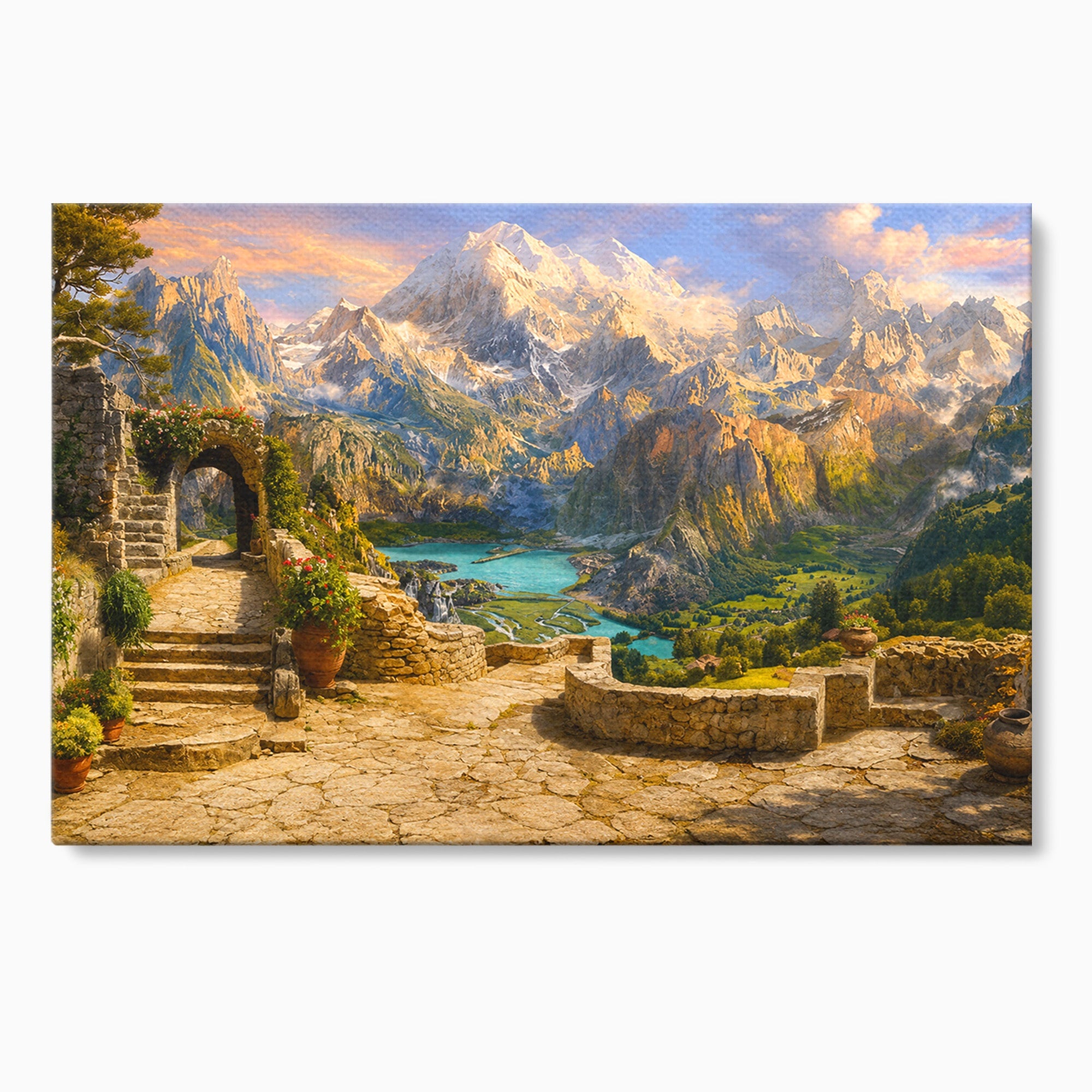 Tablou Canvas Premium LuxCanva® A1742, Peisaj Montan Idilic, Peisaj, Munti, Natura, Vara, Exterior, Living, Culori Vibrante