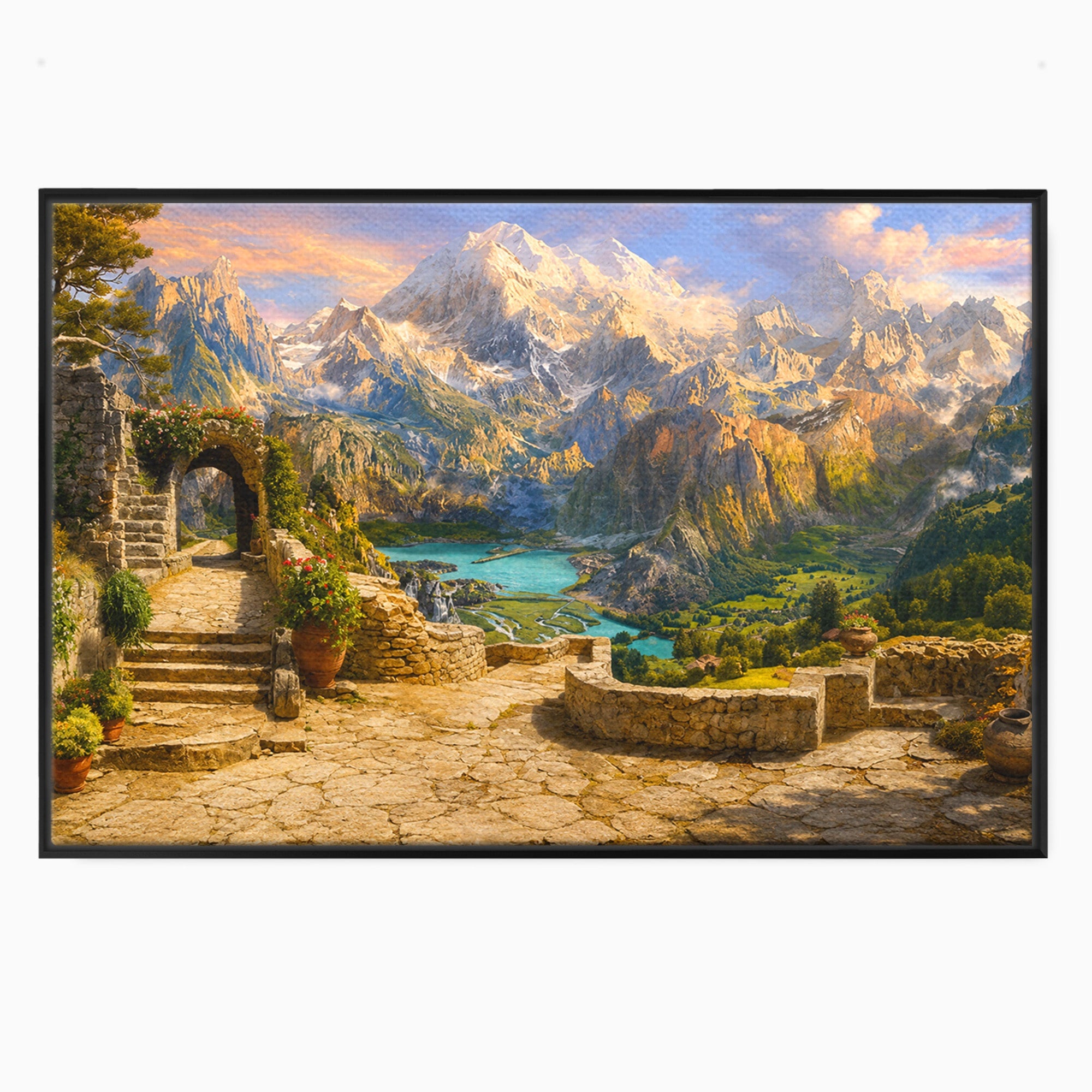 Tablou Canvas Premium LuxCanva® A1742, Peisaj Montan Idilic, Peisaj, Munti, Natura, Vara, Exterior, Living, Culori Vibrante
