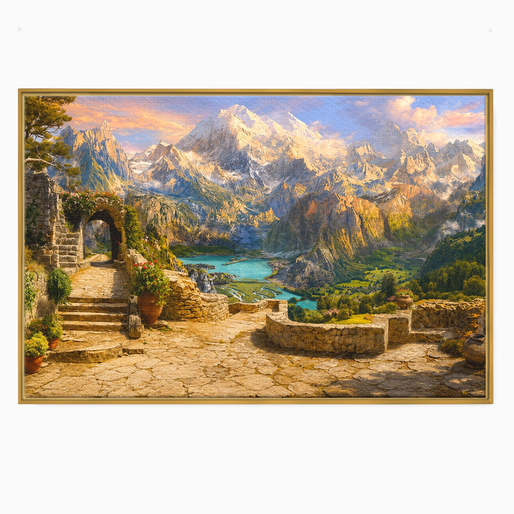 Tablou Canvas Premium LuxCanva® A1742, Peisaj Montan Idilic, Peisaj, Munti, Natura, Vara, Exterior, Living, Culori Vibrante
