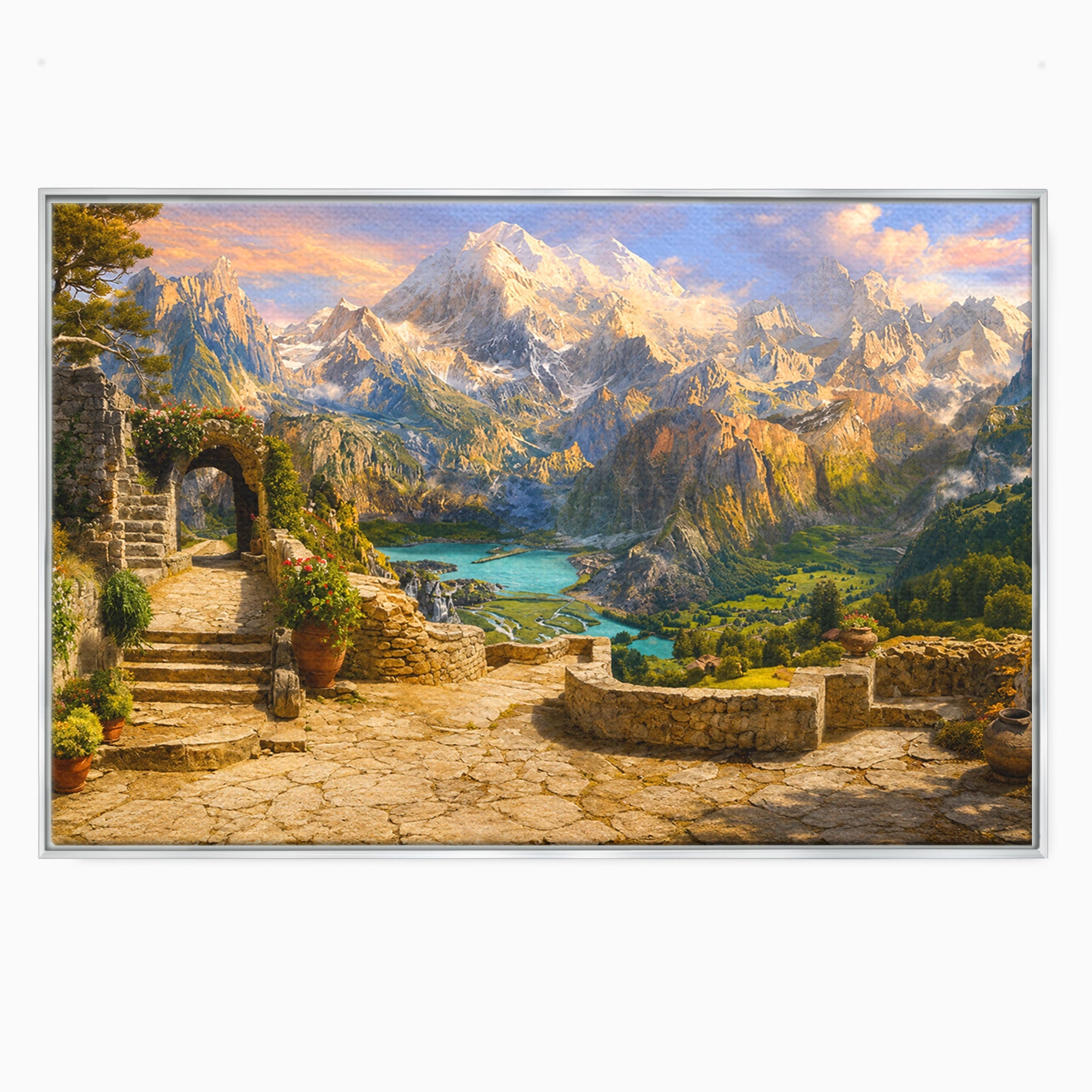 Tablou Canvas Premium LuxCanva® A1742, Peisaj Montan Idilic, Peisaj, Munti, Natura, Vara, Exterior, Living, Culori Vibrante