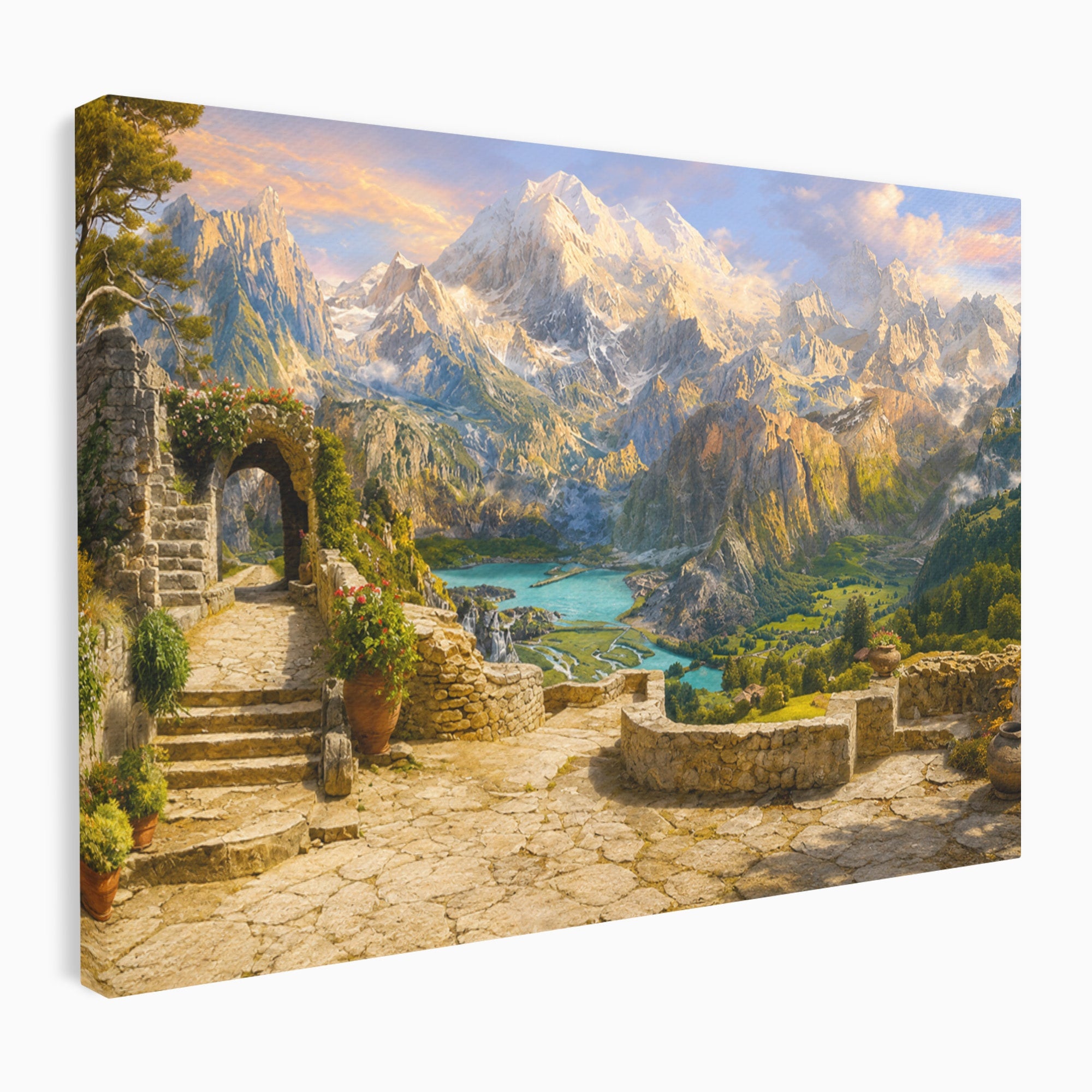 Tablou Canvas Premium LuxCanva® A1742, Peisaj Montan Idilic, Peisaj, Munti, Natura, Vara, Exterior, Living, Culori Vibrante