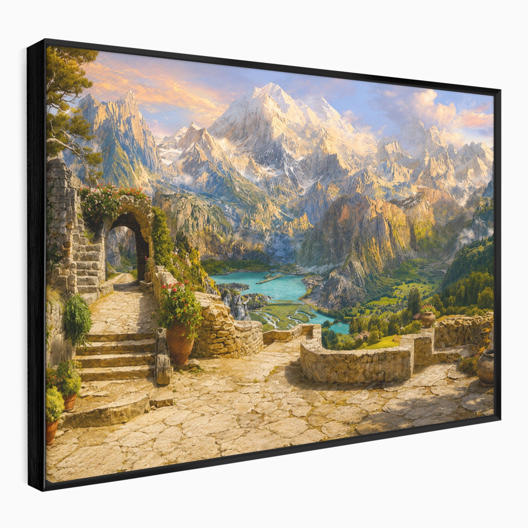 Tablou Canvas Premium LuxCanva® A1742, Peisaj Montan Idilic, Peisaj, Munti, Natura, Vara, Exterior, Living, Culori Vibrante