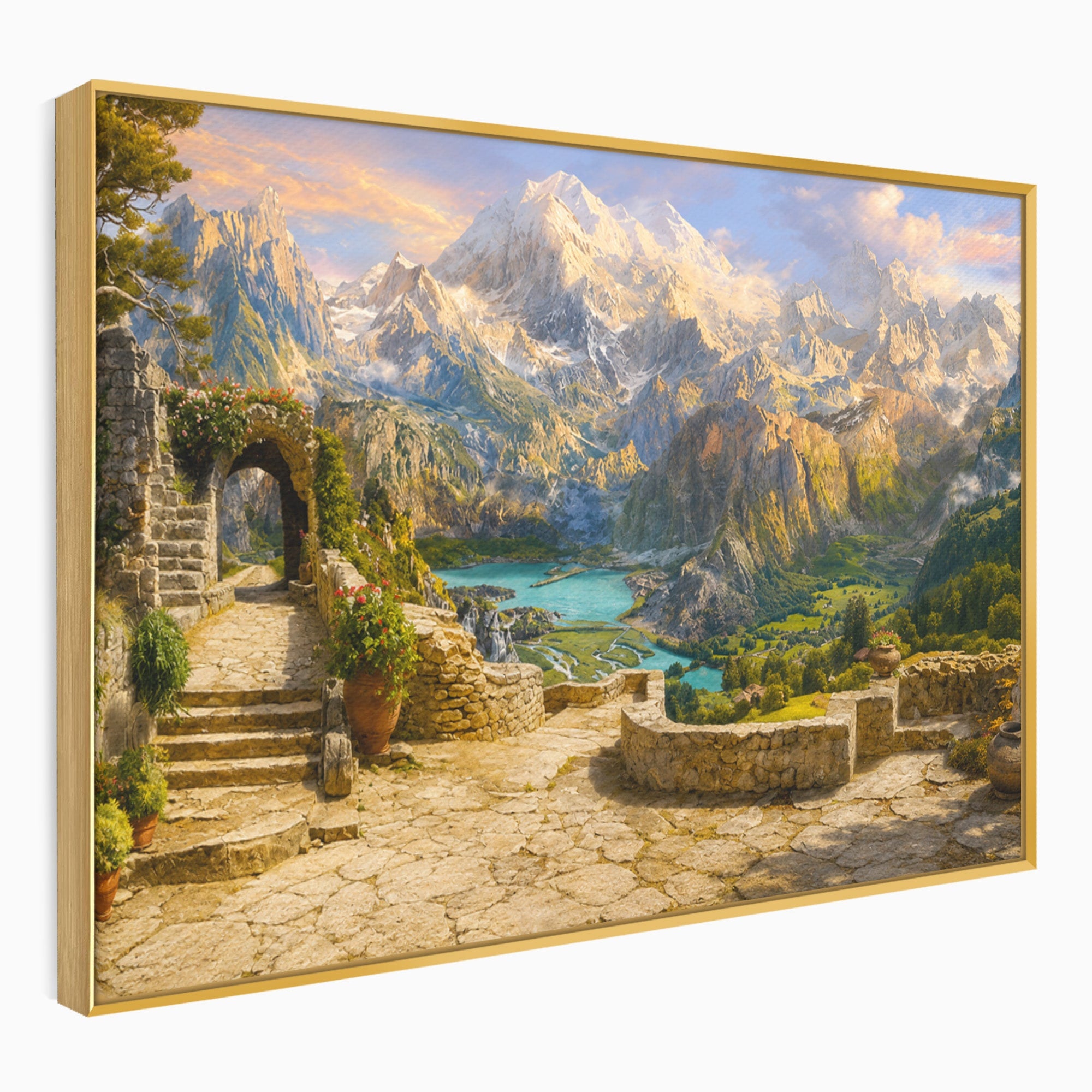 Tablou Canvas Premium LuxCanva® A1742, Peisaj Montan Idilic, Peisaj, Munti, Natura, Vara, Exterior, Living, Culori Vibrante