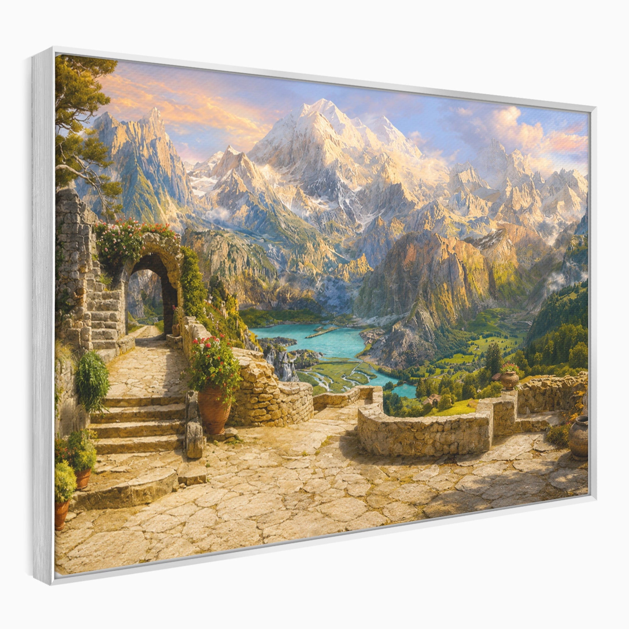 Tablou Canvas Premium LuxCanva® A1742, Peisaj Montan Idilic, Peisaj, Munti, Natura, Vara, Exterior, Living, Culori Vibrante