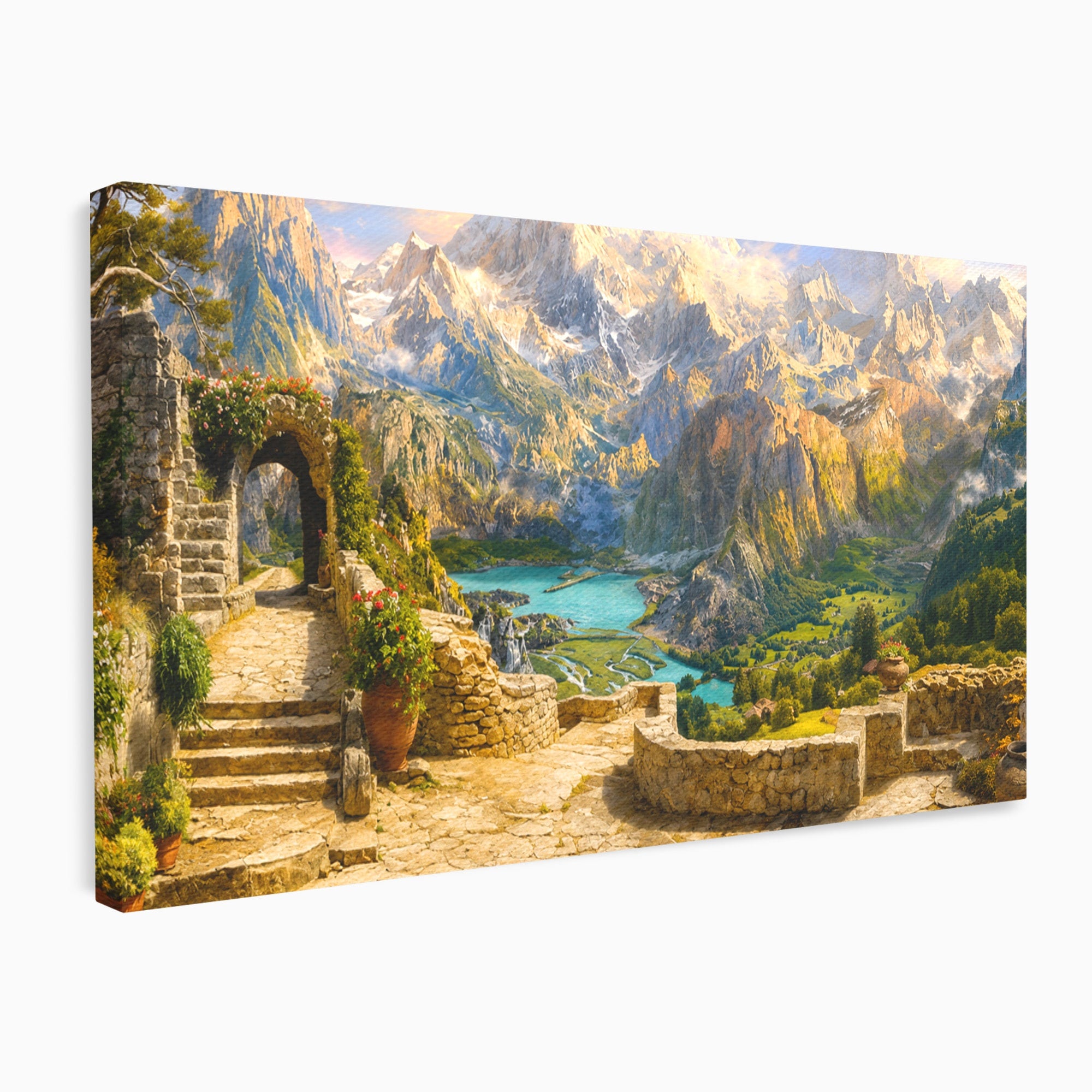 Tablou Canvas Premium LuxCanva® A1742, Peisaj Montan Idilic, Peisaj, Munti, Natura, Vara, Exterior, Living, Culori Vibrante