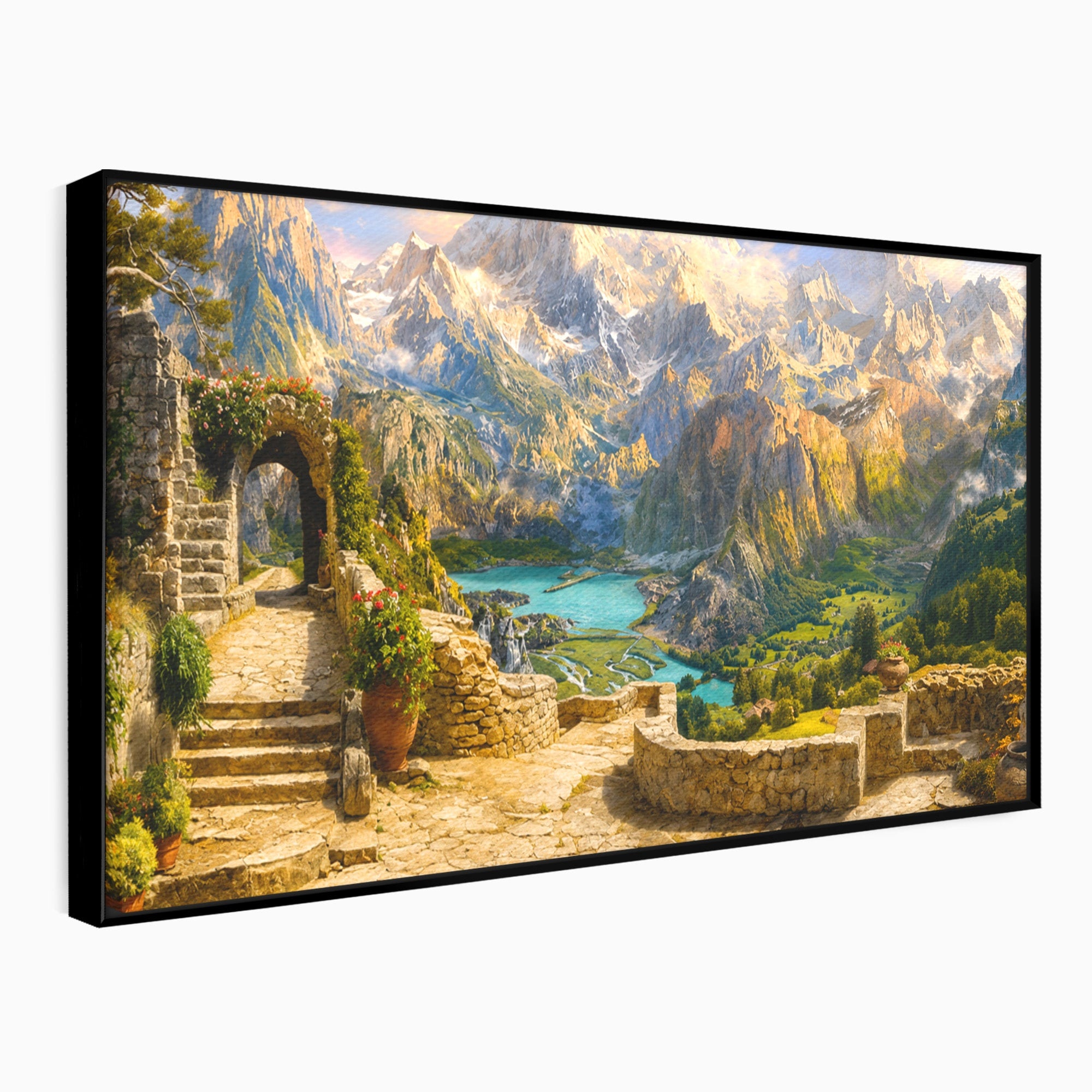 Tablou Canvas Premium LuxCanva® A1742, Peisaj Montan Idilic, Peisaj, Munti, Natura, Vara, Exterior, Living, Culori Vibrante
