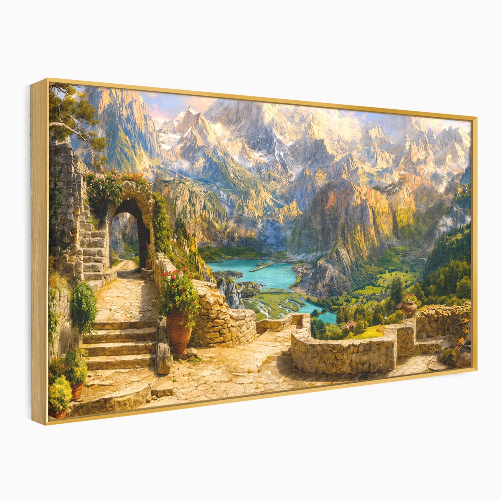 Tablou Canvas Premium LuxCanva® A1742, Peisaj Montan Idilic, Peisaj, Munti, Natura, Vara, Exterior, Living, Culori Vibrante