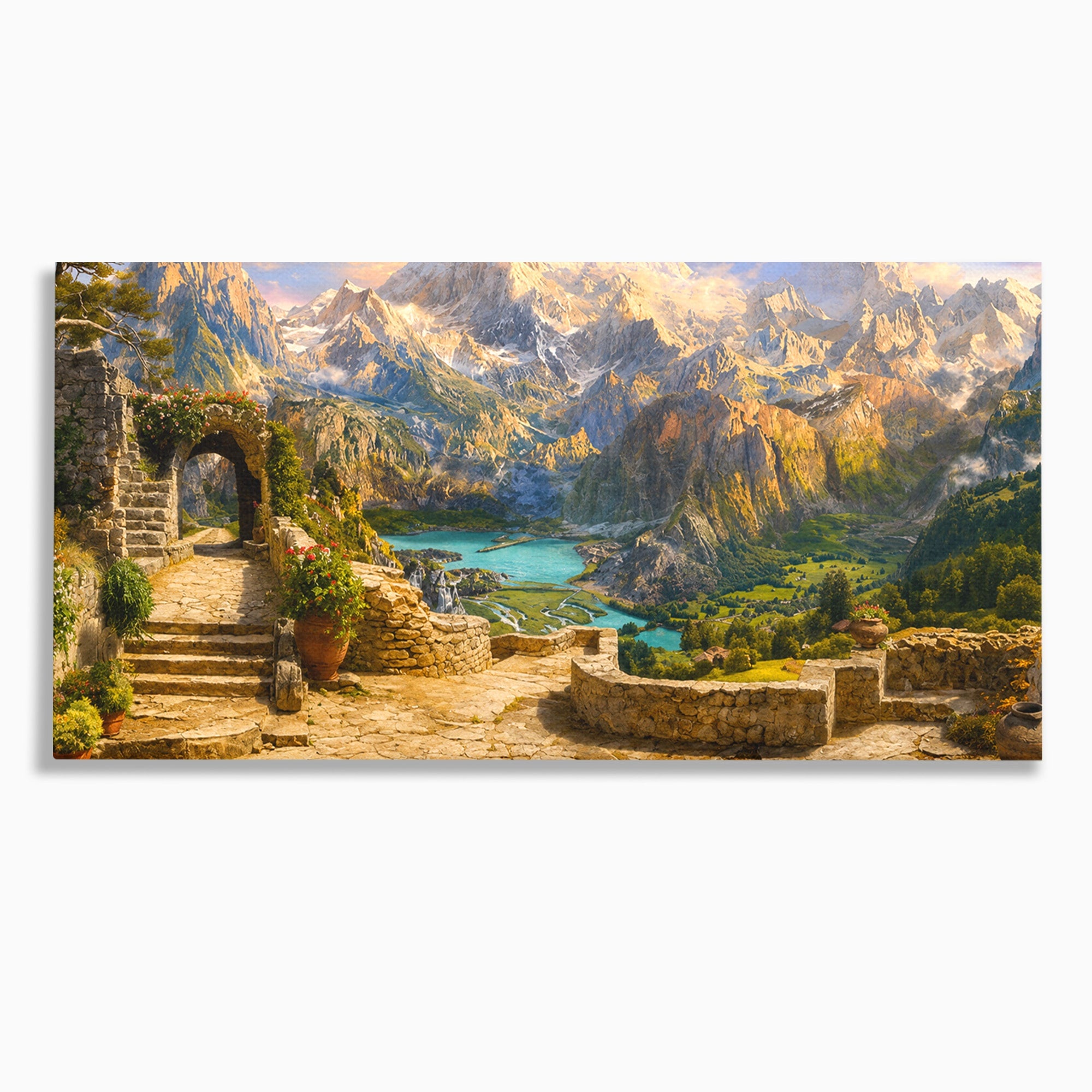 Tablou Canvas Premium LuxCanva® A1742, Peisaj Montan Idilic, Peisaj, Munti, Natura, Vara, Exterior, Living, Culori Vibrante