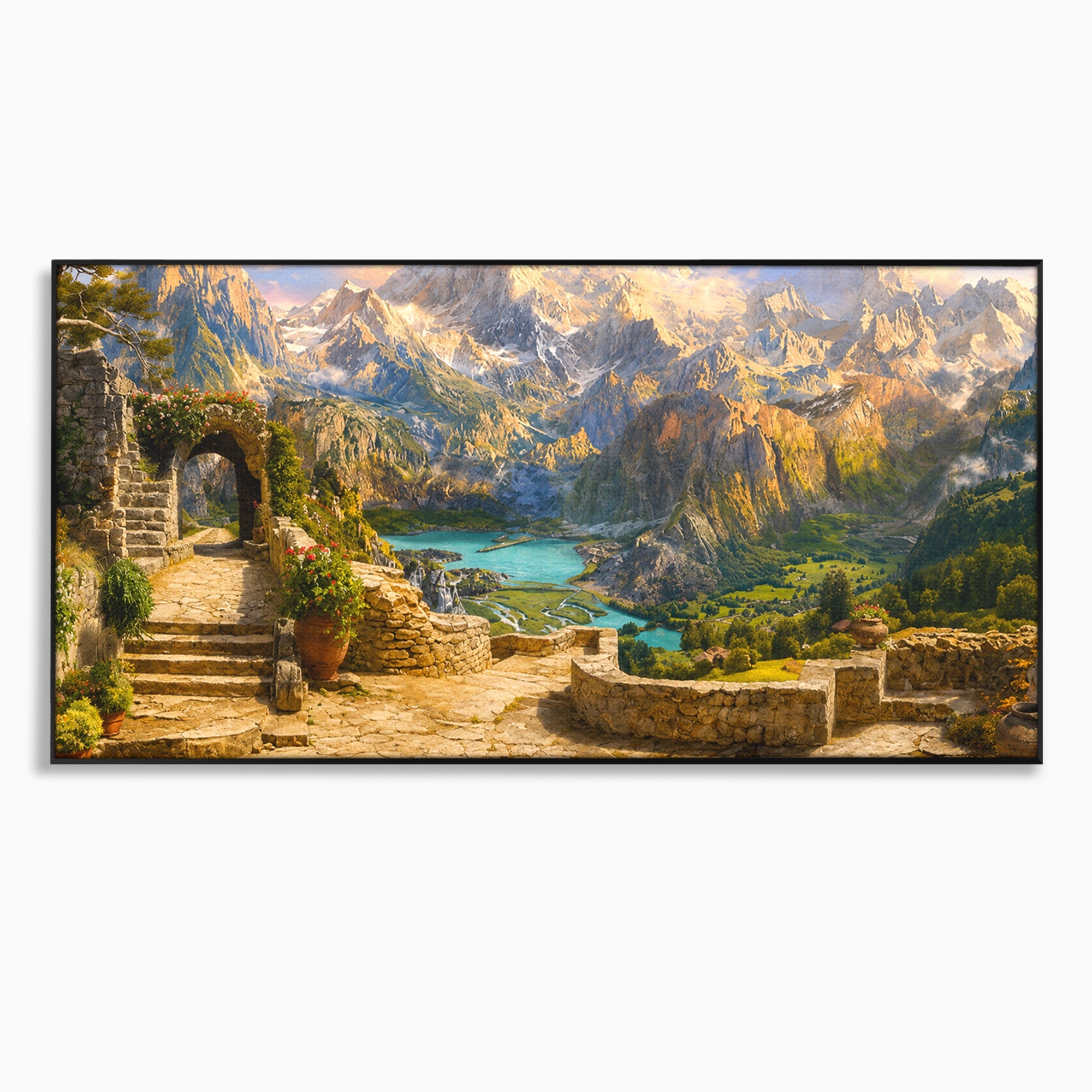 Tablou Canvas Premium LuxCanva® A1742, Peisaj Montan Idilic, Peisaj, Munti, Natura, Vara, Exterior, Living, Culori Vibrante