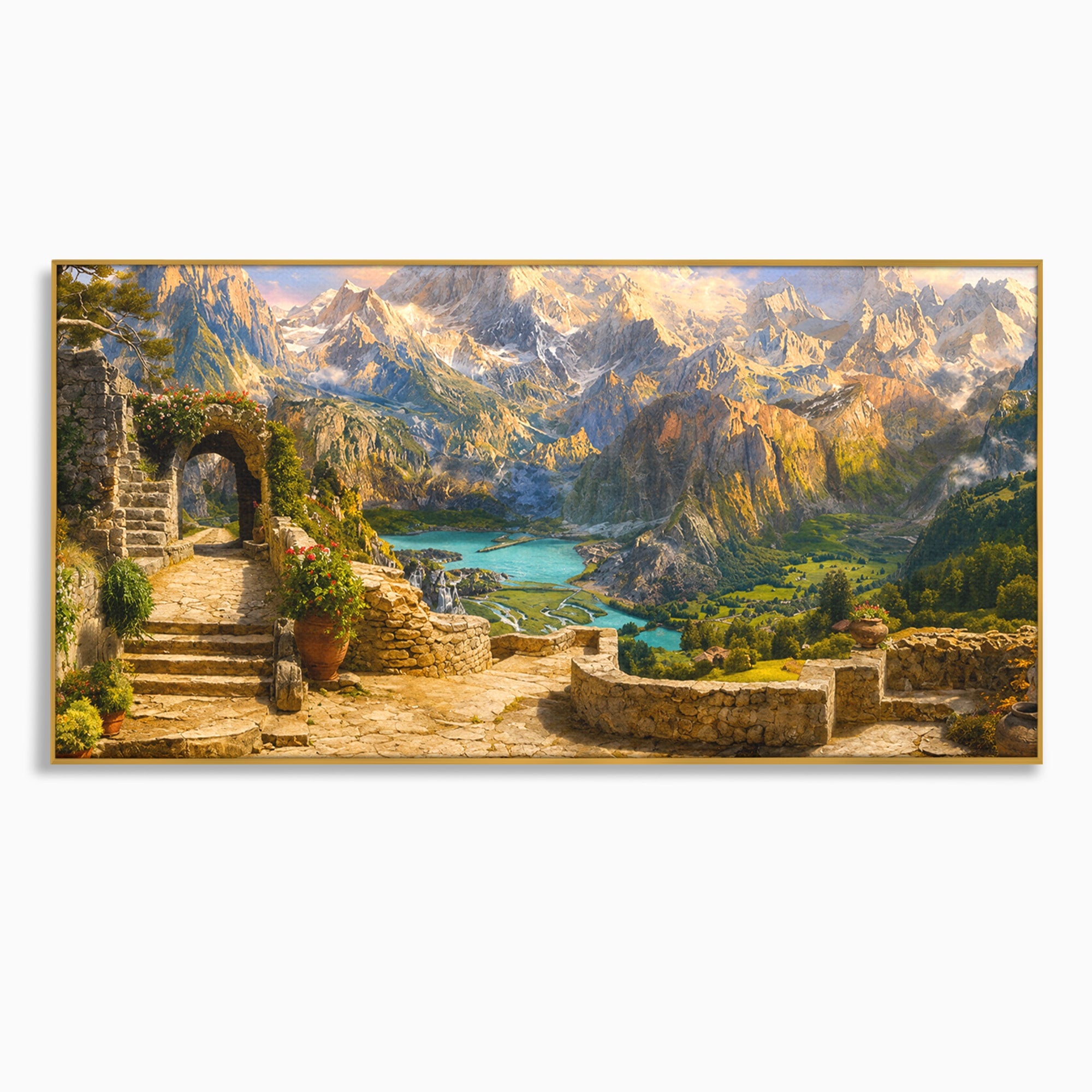 Tablou Canvas Premium LuxCanva® A1742, Peisaj Montan Idilic, Peisaj, Munti, Natura, Vara, Exterior, Living, Culori Vibrante