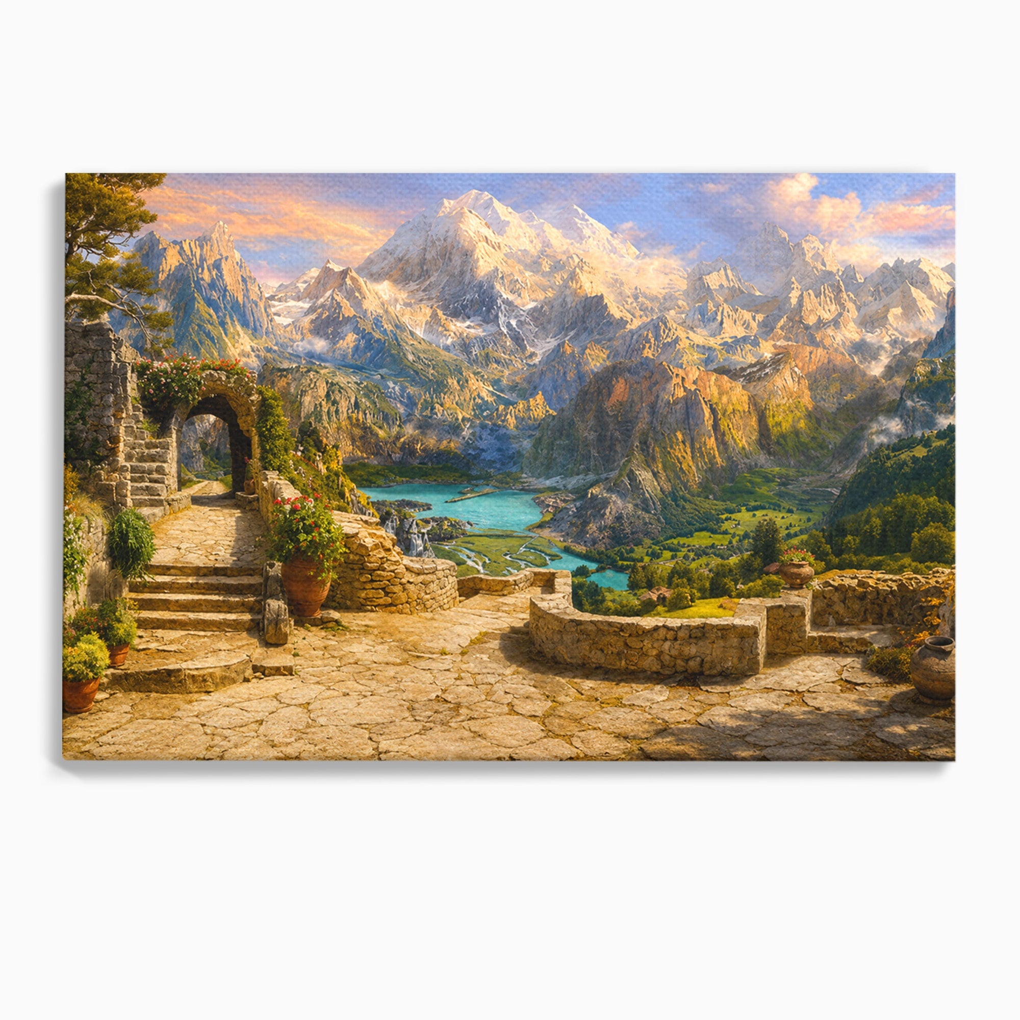 Tablou Canvas Premium LuxCanva® A1742, Peisaj Montan Idilic, Peisaj, Munti, Natura, Vara, Exterior, Living, Culori Vibrante