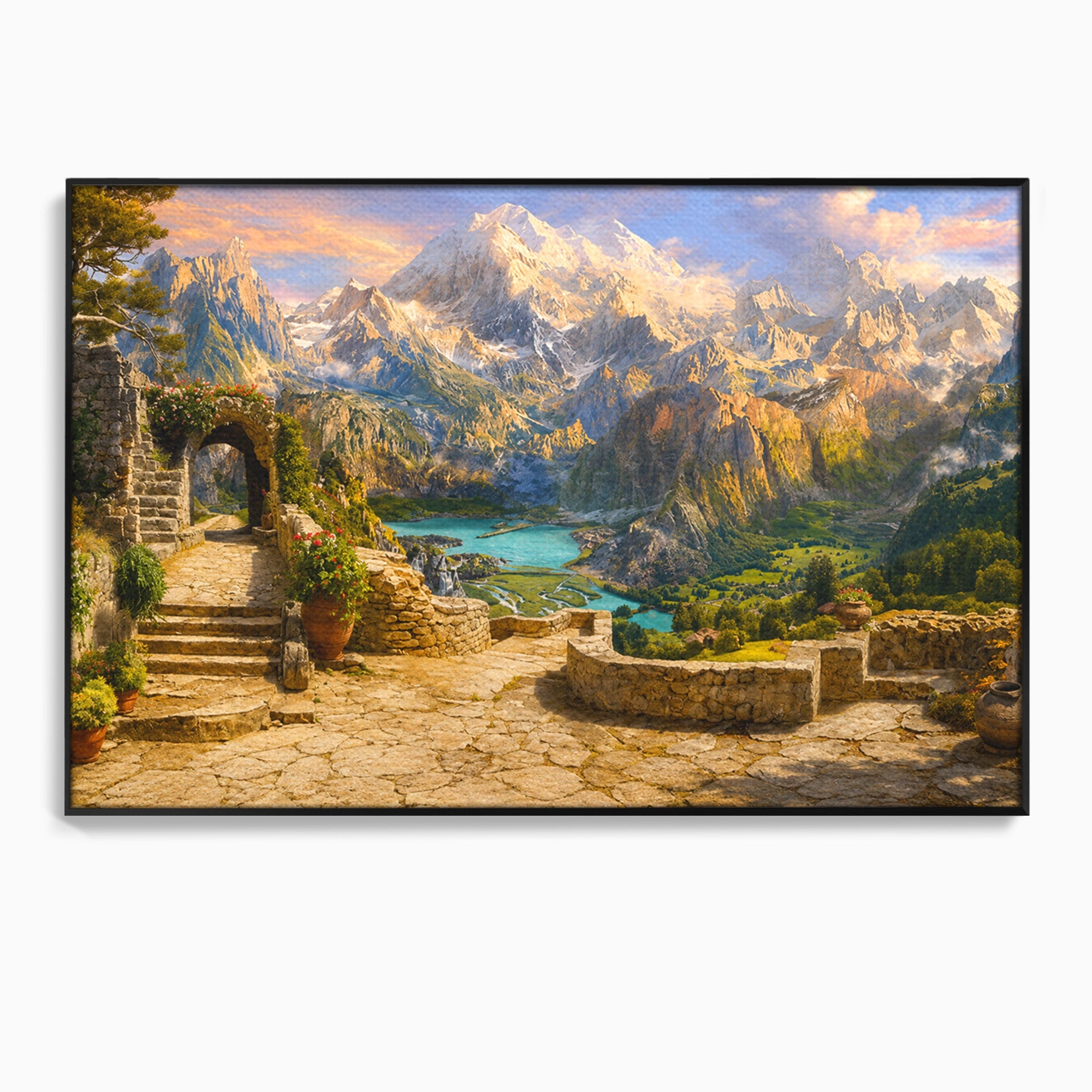 Tablou Canvas Premium LuxCanva® A1742, Peisaj Montan Idilic, Peisaj, Munti, Natura, Vara, Exterior, Living, Culori Vibrante