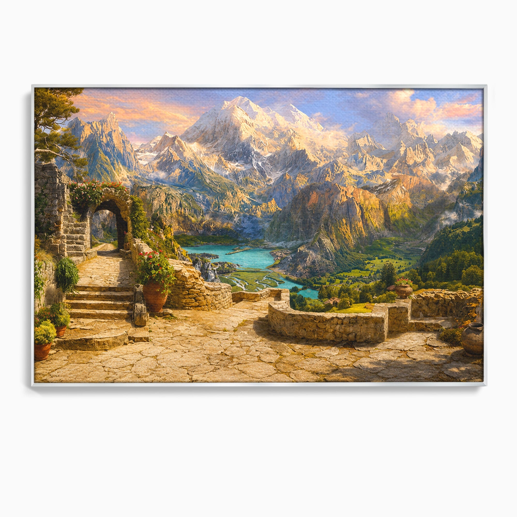 Tablou Canvas Premium LuxCanva® A1742, Peisaj Montan Idilic, Peisaj, Munti, Natura, Vara, Exterior, Living, Culori Vibrante