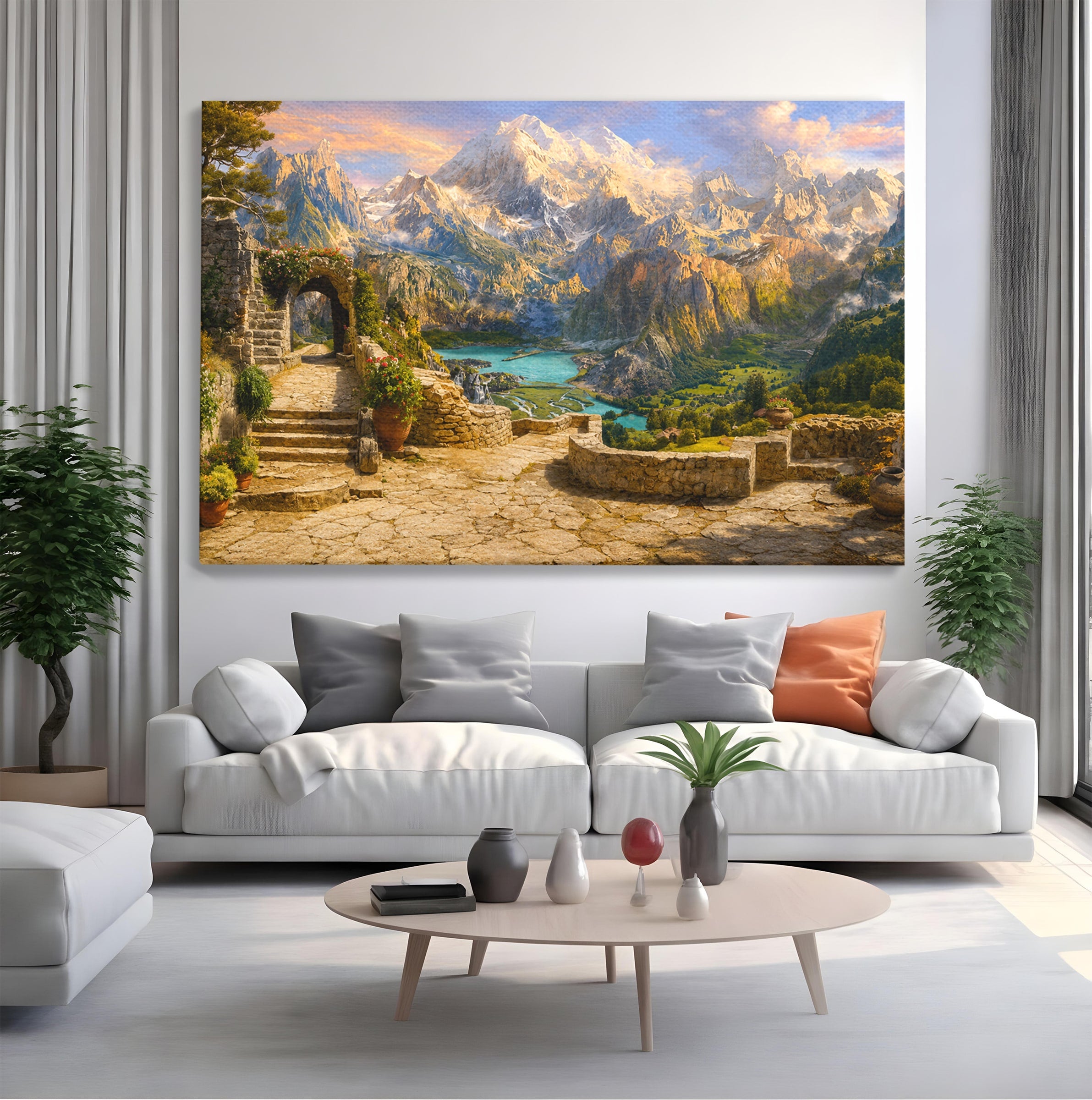 Tablou Canvas Premium LuxCanva® A1742, Peisaj Montan Idilic, Peisaj, Munti, Natura, Vara, Exterior, Living, Culori Vibrante