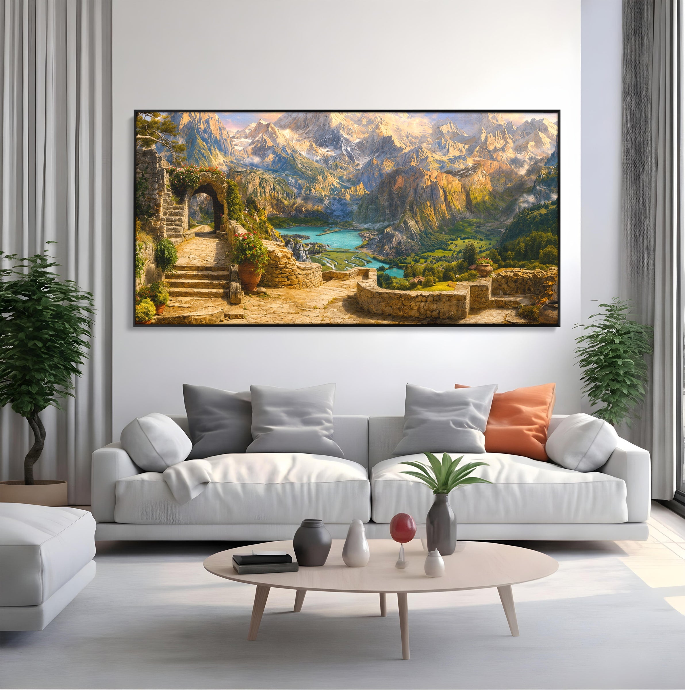 Tablou Canvas Premium LuxCanva® A1742, Peisaj Montan Idilic, Peisaj, Munti, Natura, Vara, Exterior, Living, Culori Vibrante