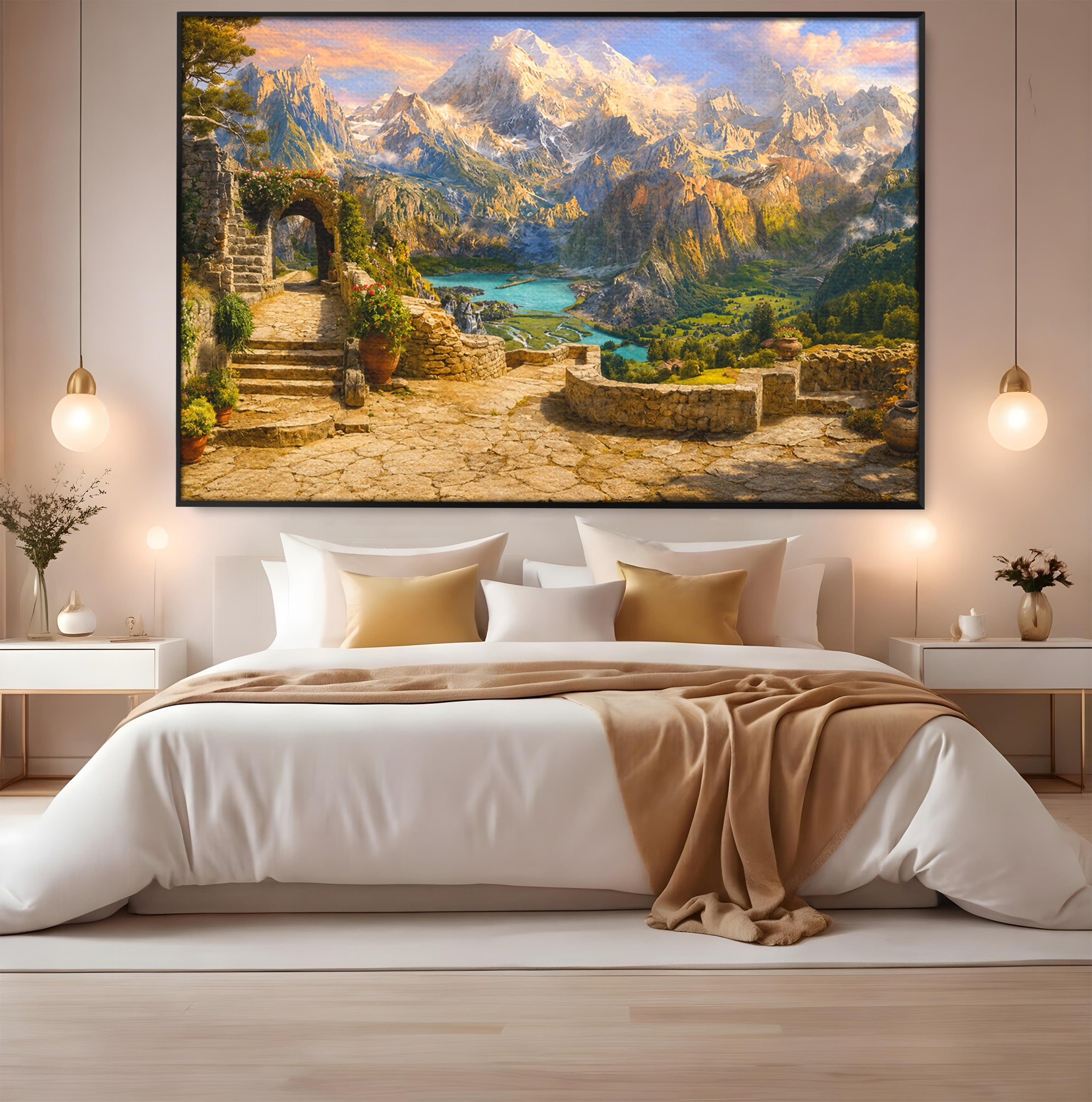 Tablou Canvas Premium LuxCanva® A1742, Peisaj Montan Idilic, Peisaj, Munti, Natura, Vara, Exterior, Living, Culori Vibrante