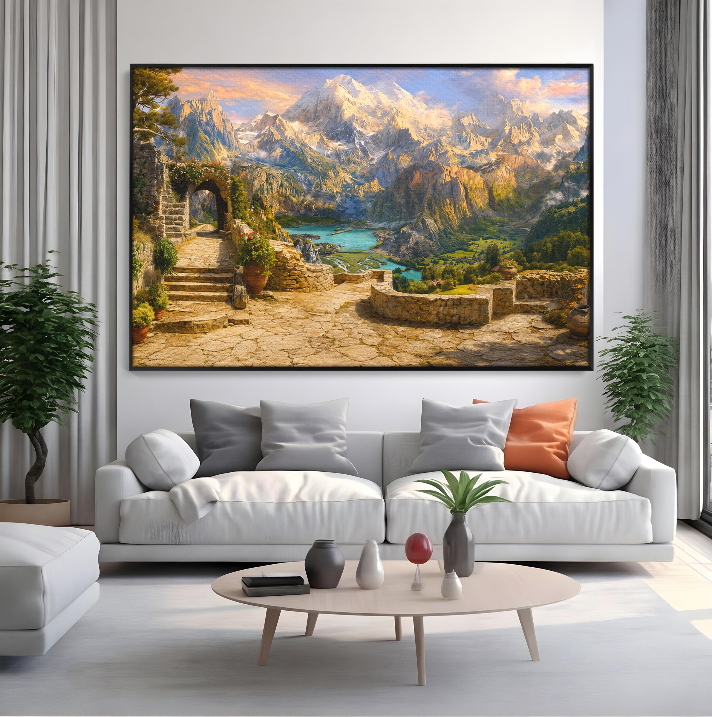 Tablou Canvas Premium LuxCanva® A1742, Peisaj Montan Idilic, Peisaj, Munti, Natura, Vara, Exterior, Living, Culori Vibrante