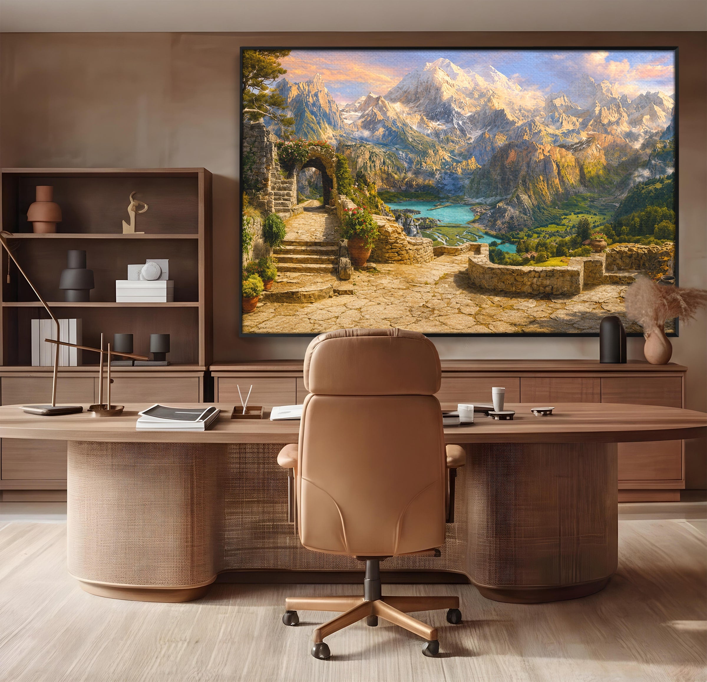 Tablou Canvas Premium LuxCanva® A1742, Peisaj Montan Idilic, Peisaj, Munti, Natura, Vara, Exterior, Living, Culori Vibrante