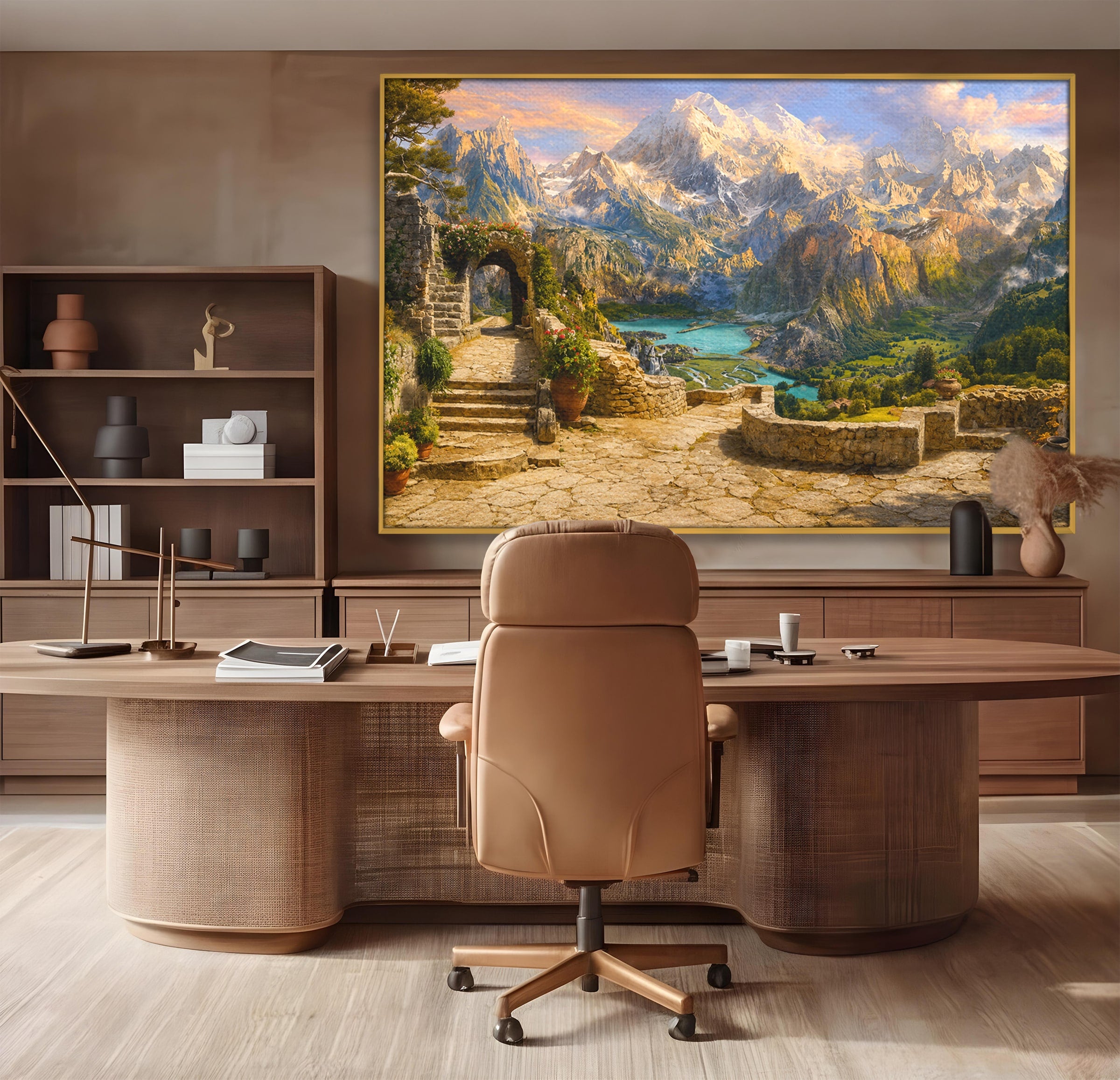 Tablou Canvas Premium LuxCanva® A1742, Peisaj Montan Idilic, Peisaj, Munti, Natura, Vara, Exterior, Living, Culori Vibrante