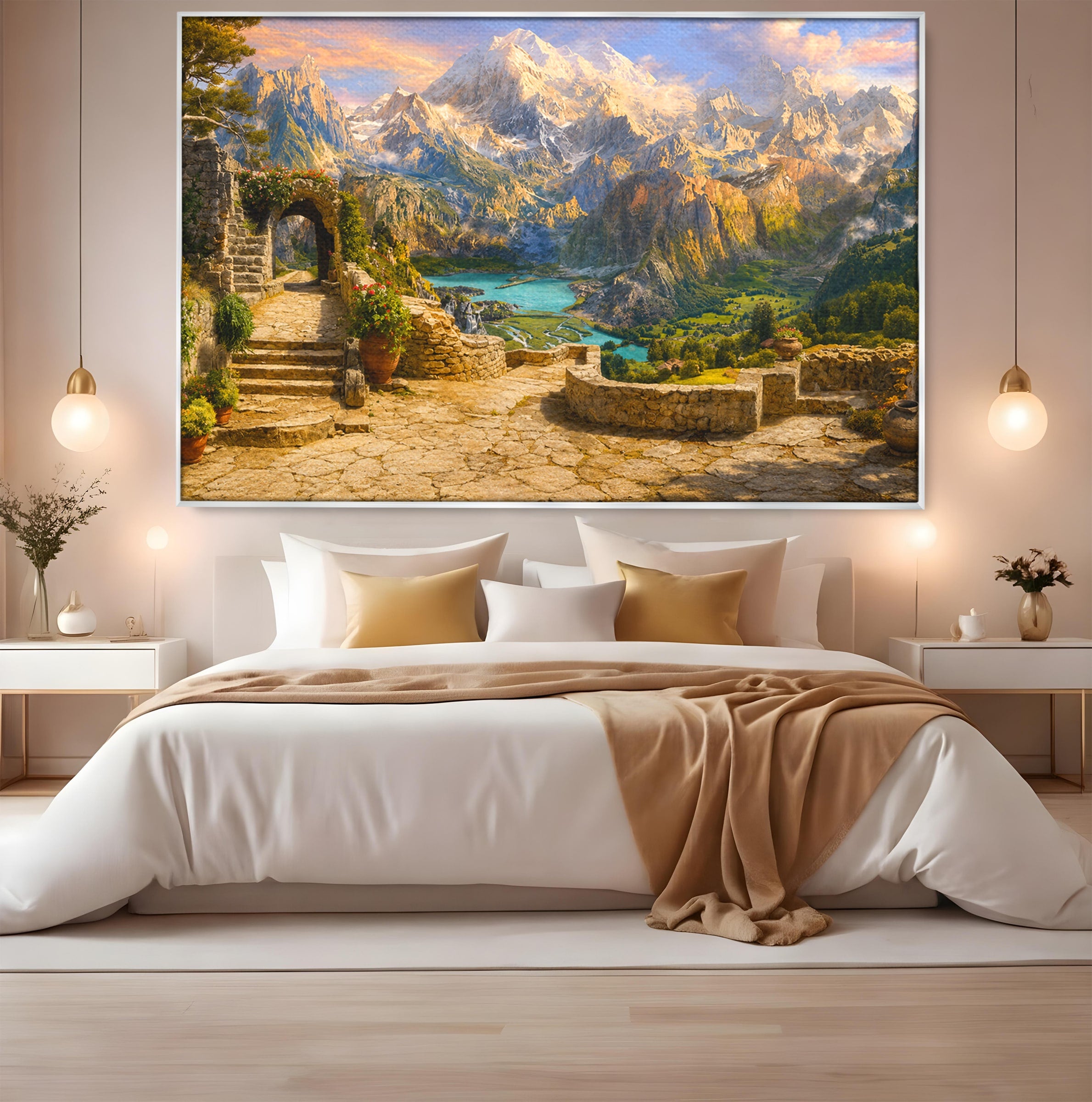 Tablou Canvas Premium LuxCanva® A1742, Peisaj Montan Idilic, Peisaj, Munti, Natura, Vara, Exterior, Living, Culori Vibrante