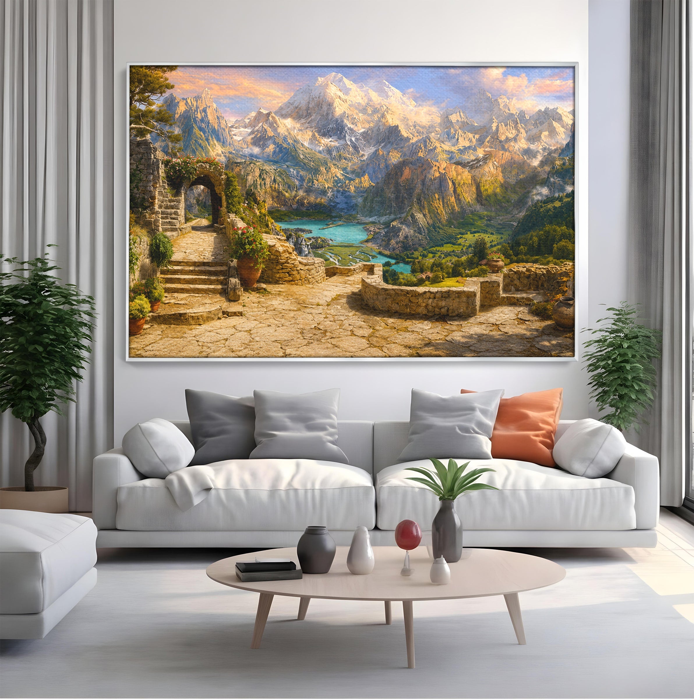 Tablou Canvas Premium LuxCanva® A1742, Peisaj Montan Idilic, Peisaj, Munti, Natura, Vara, Exterior, Living, Culori Vibrante