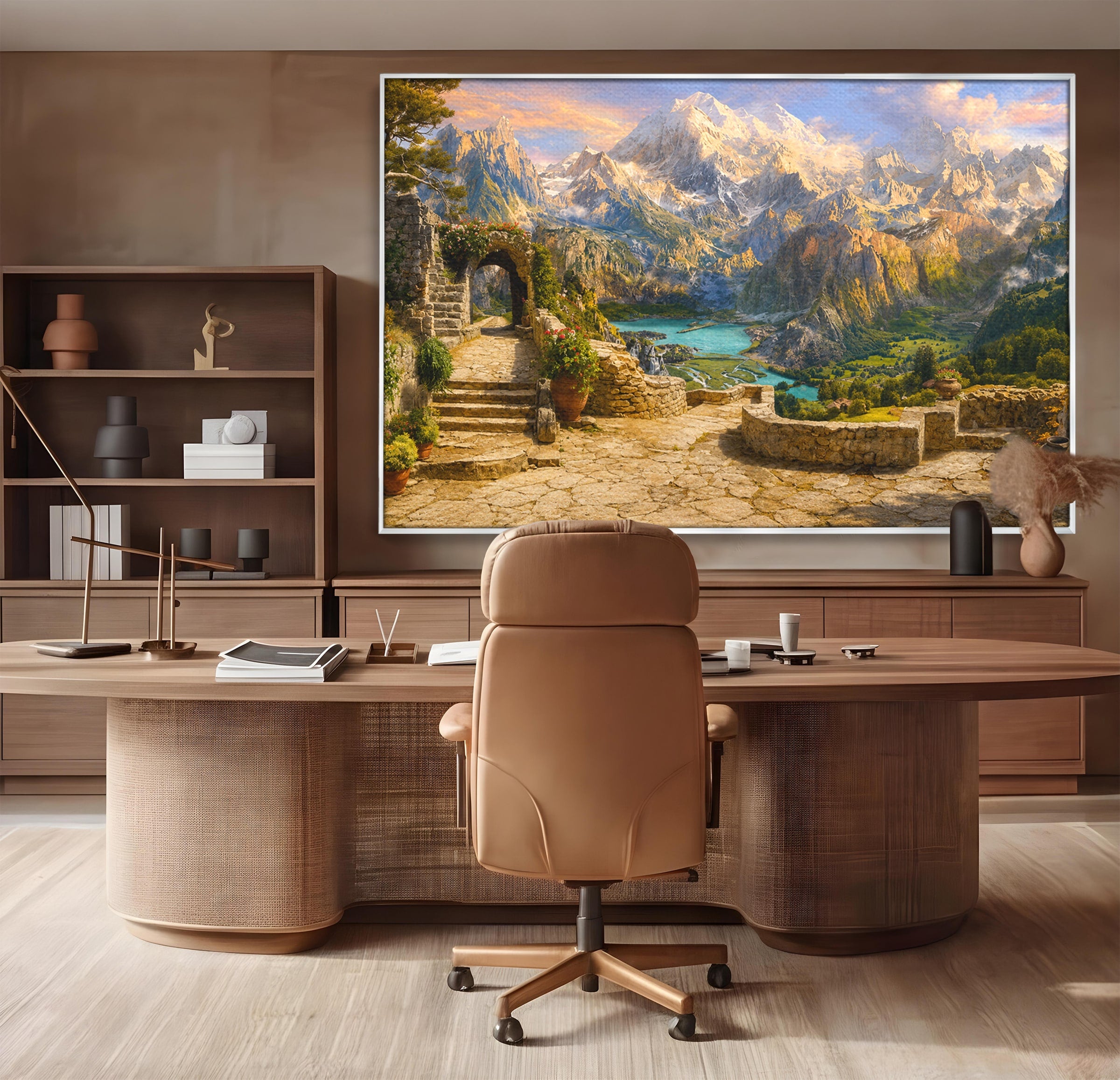 Tablou Canvas Premium LuxCanva® A1742, Peisaj Montan Idilic, Peisaj, Munti, Natura, Vara, Exterior, Living, Culori Vibrante